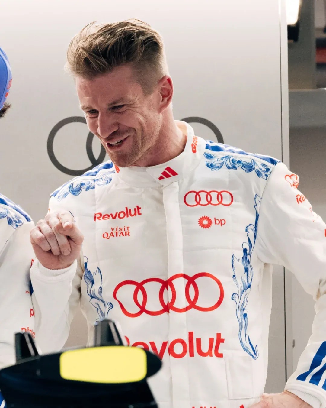Audi Revolut F1® Team driver Nico Hulkenberg smiling in the Singapore GP garage