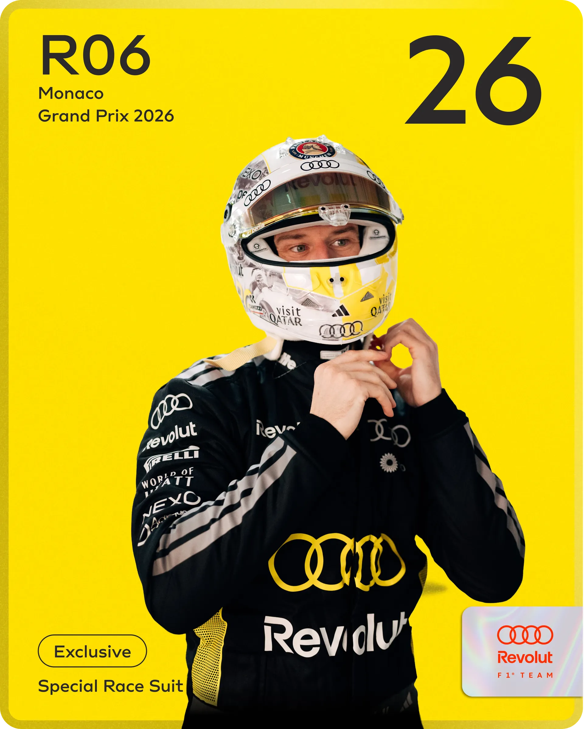 Monaco 26 Special Race Suits Nuvolari Design Team Card by the Audi Revolut F1® Team