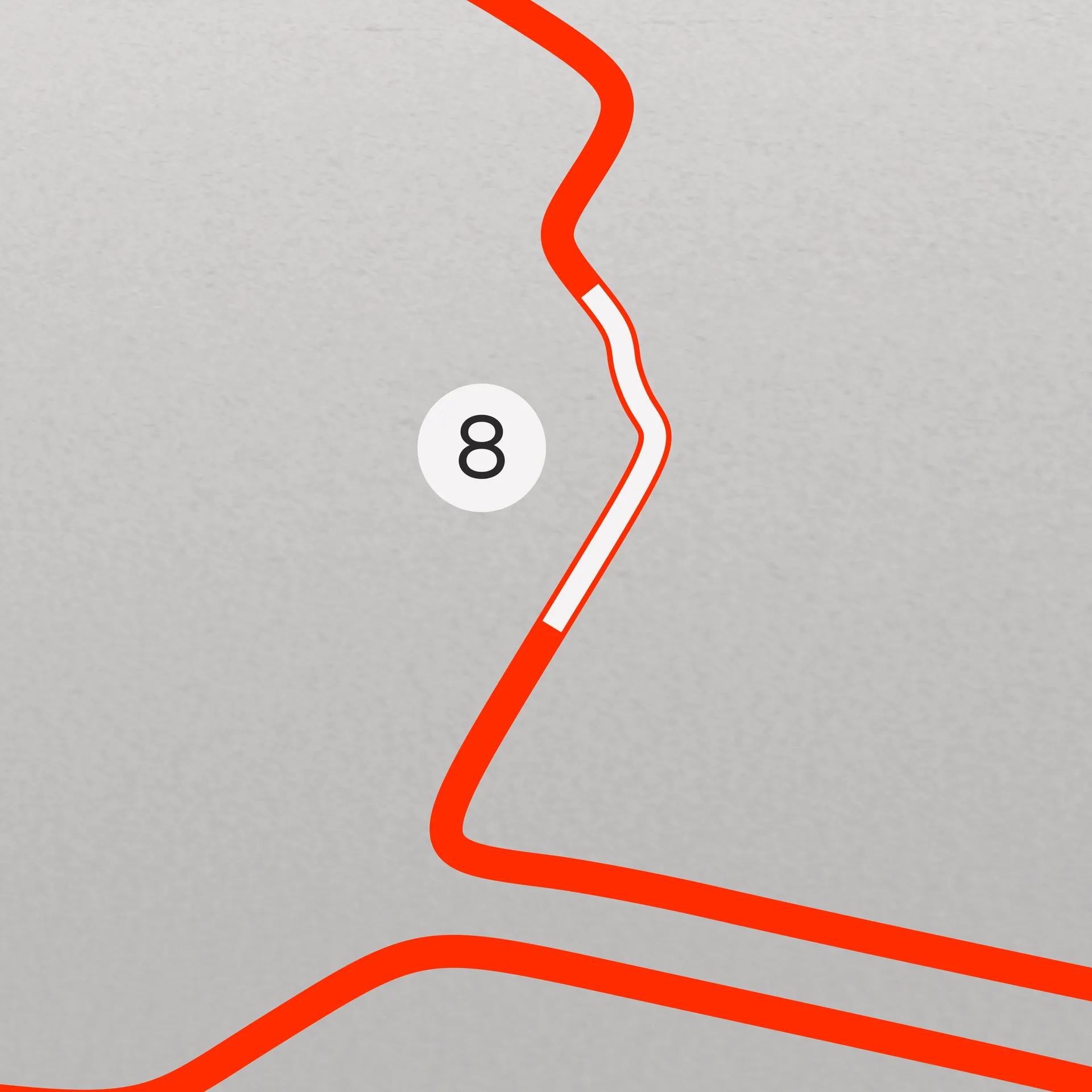 Red Lave trackmap illustration of the Baku City Circuit corner 8