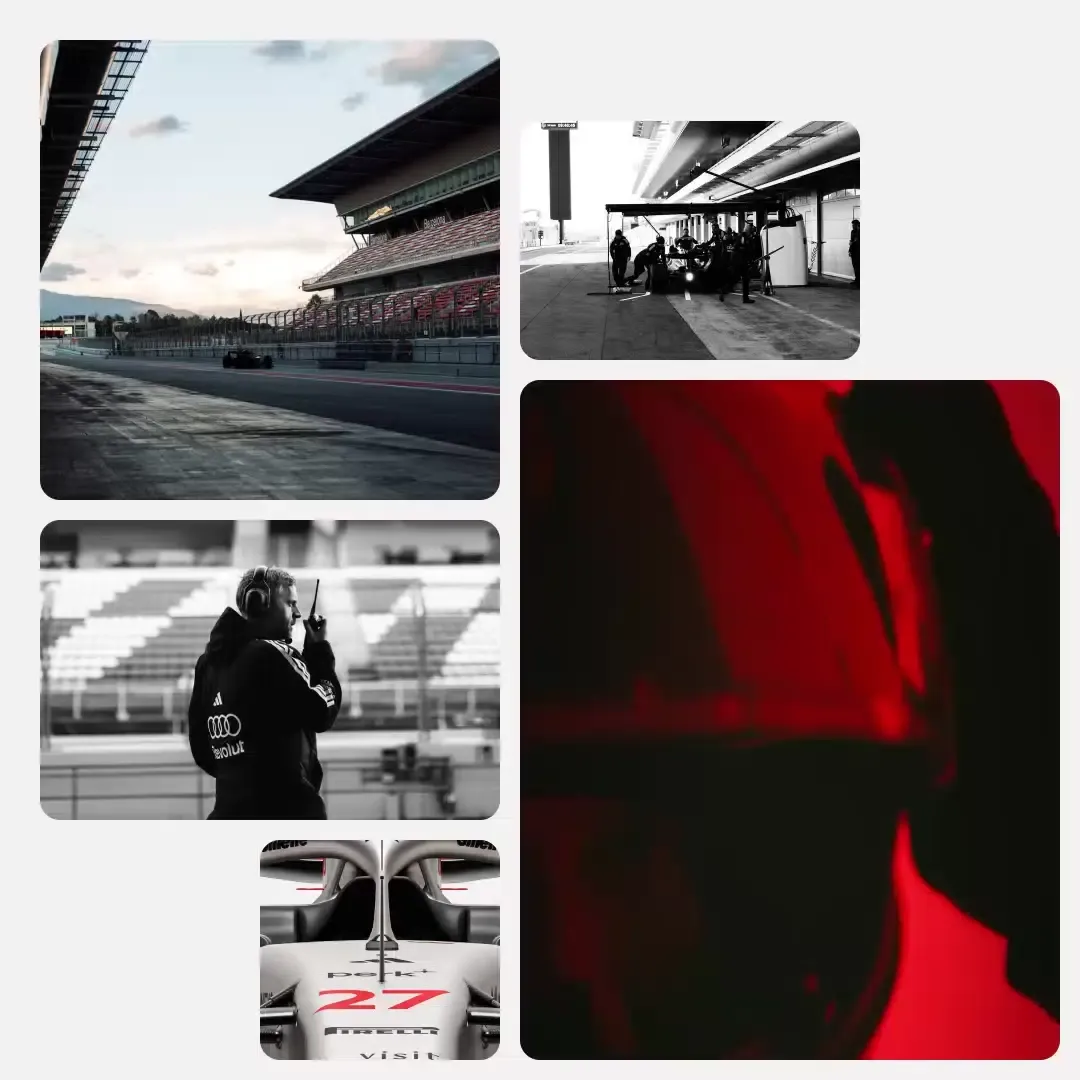 Social Media Close ups of the car and the drivers, the track and the new R26 car