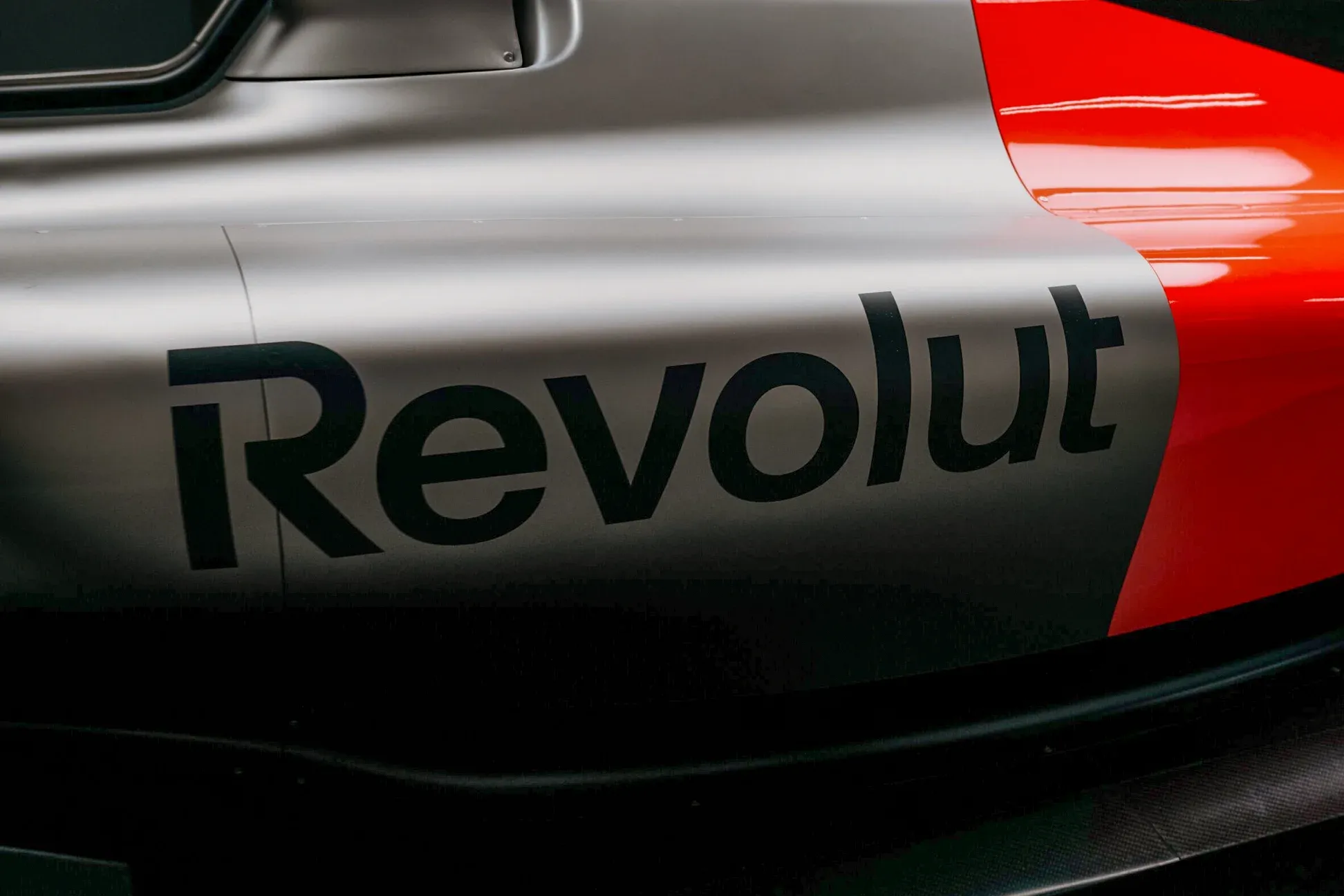Sidepod of the R26 with the main sponsor logo of Revolut