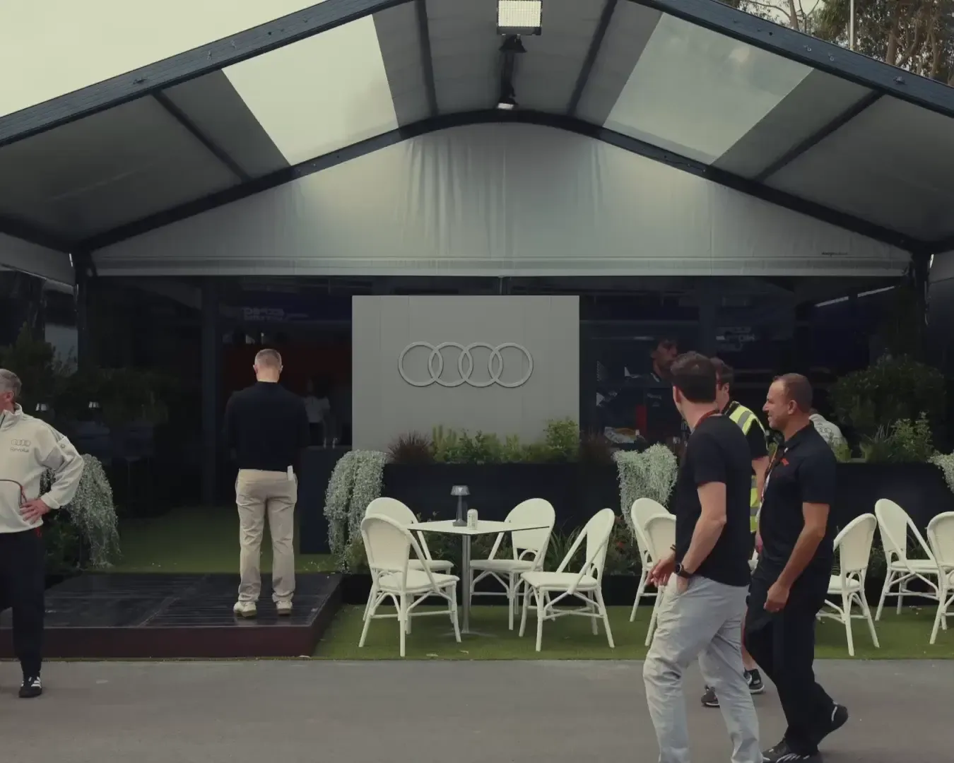 Front view of the Audi Paddock