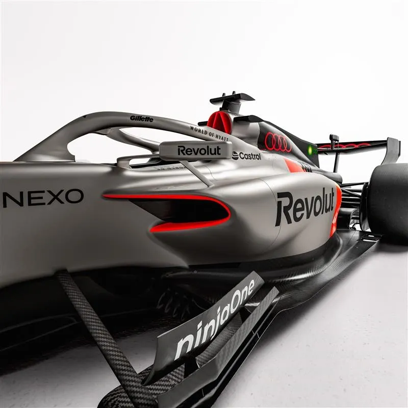 Siedeview front close up of the Audi Revolut F1® Team car R26