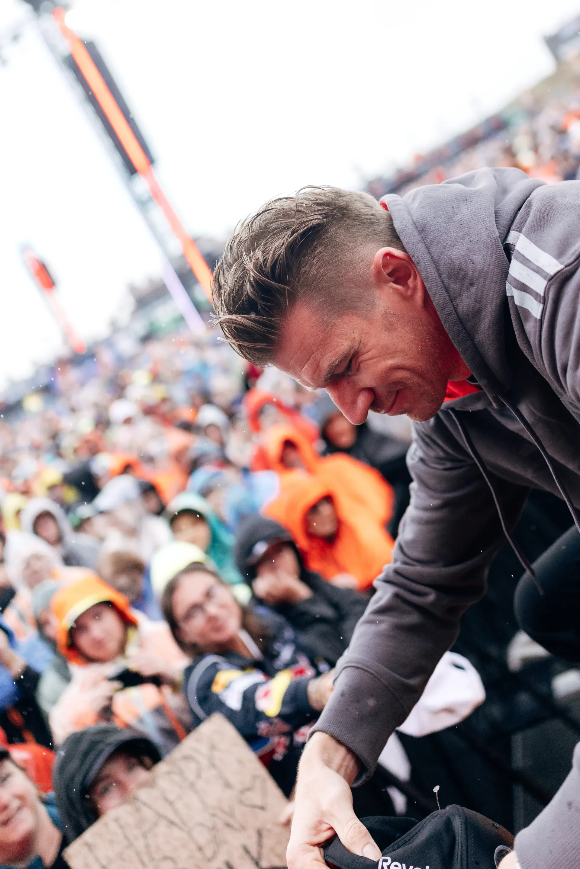 Audi Revolut F1 driver Nico Hulkenberg interacting with fans during Zandvoort race weekend