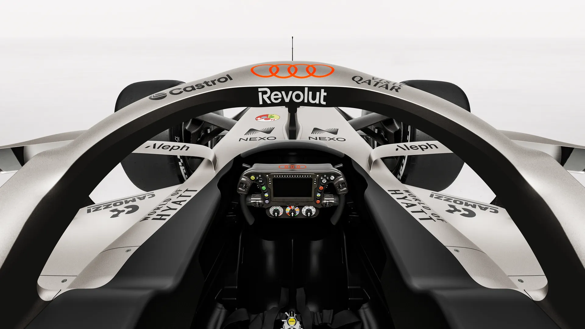 Cockpit view of the Audi Revolut F1® Team R26 car