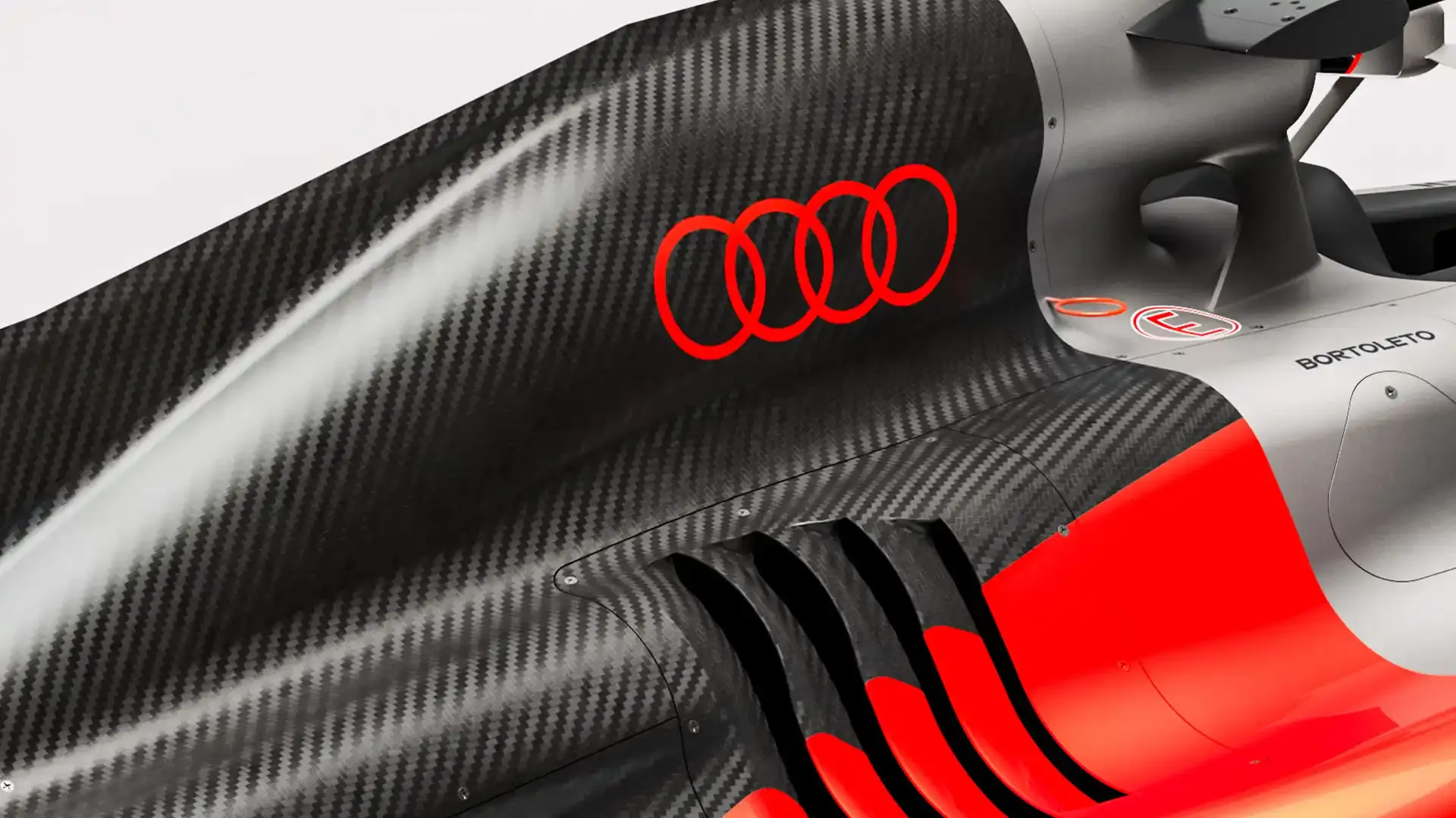 Close up of Audi Rings on the R26 Audi Revolut F1 Team car