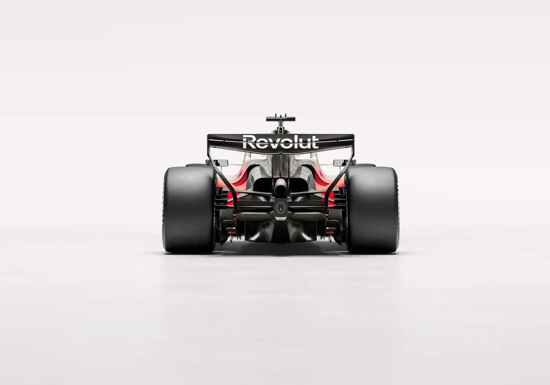 Rear view of the Audi Revolut F1® Team R26 car in studio