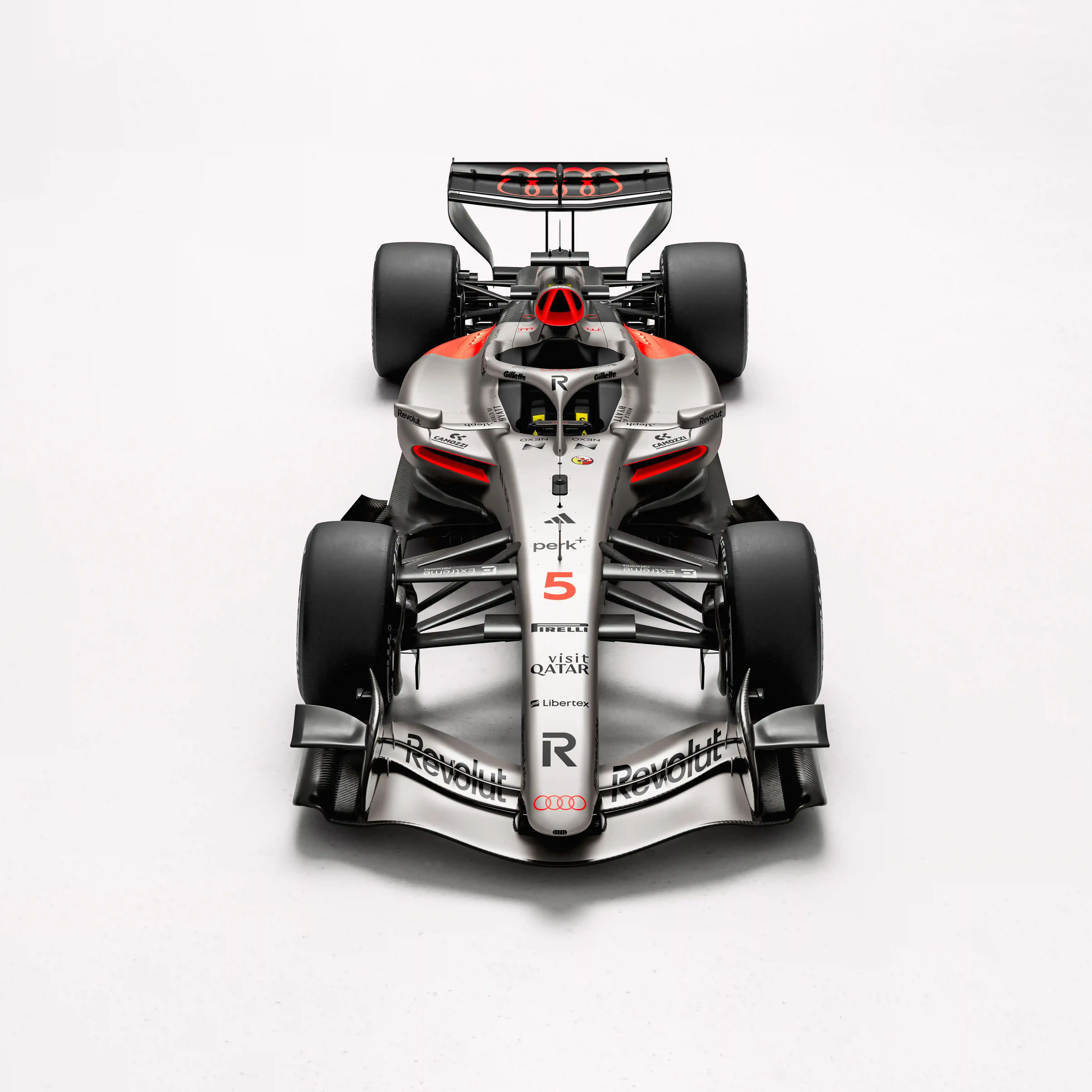  Top view of the Audi Revolut F1 Team R26 car in the studio from above