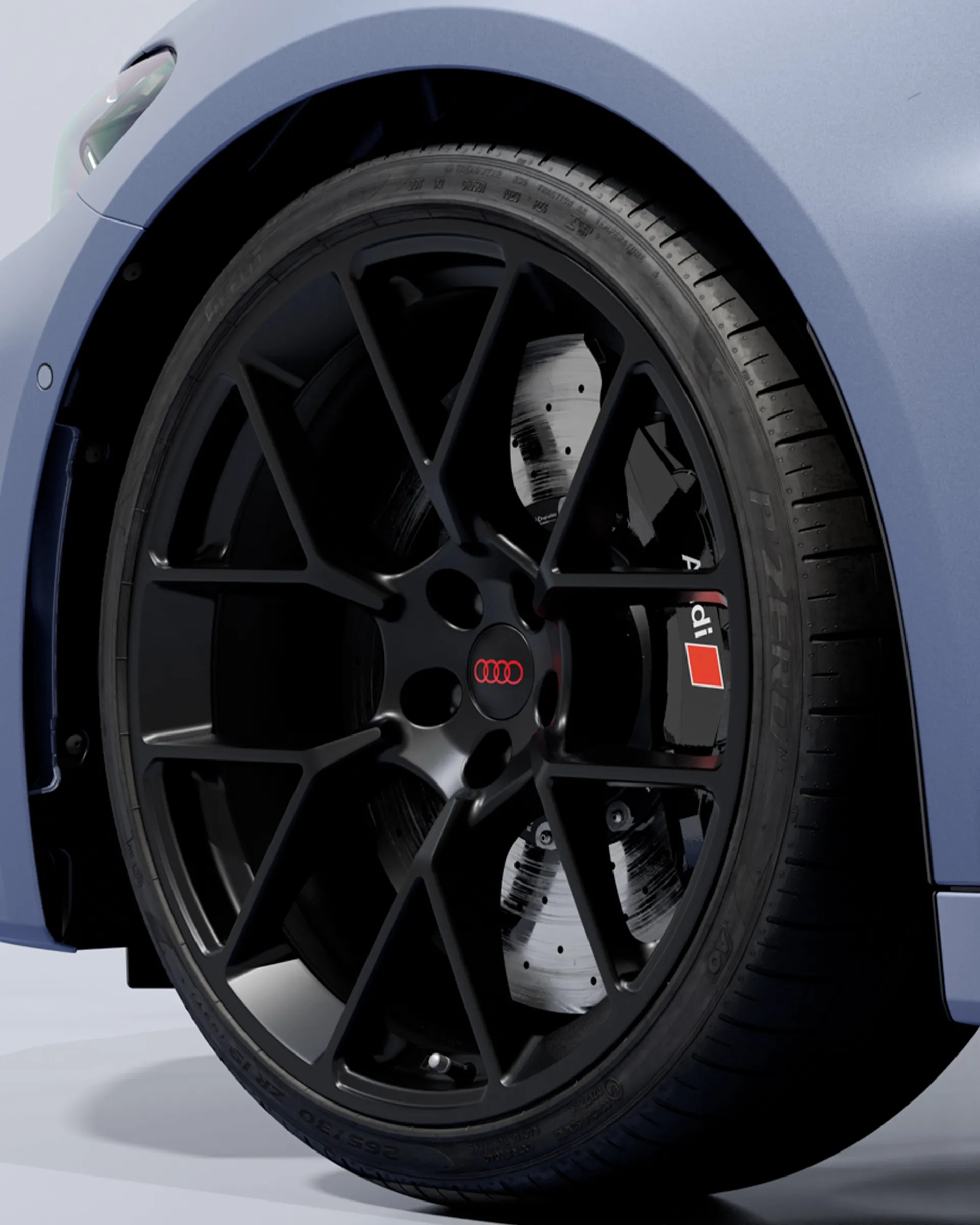 Rim detail shot of the Audi RS 5 in the studio