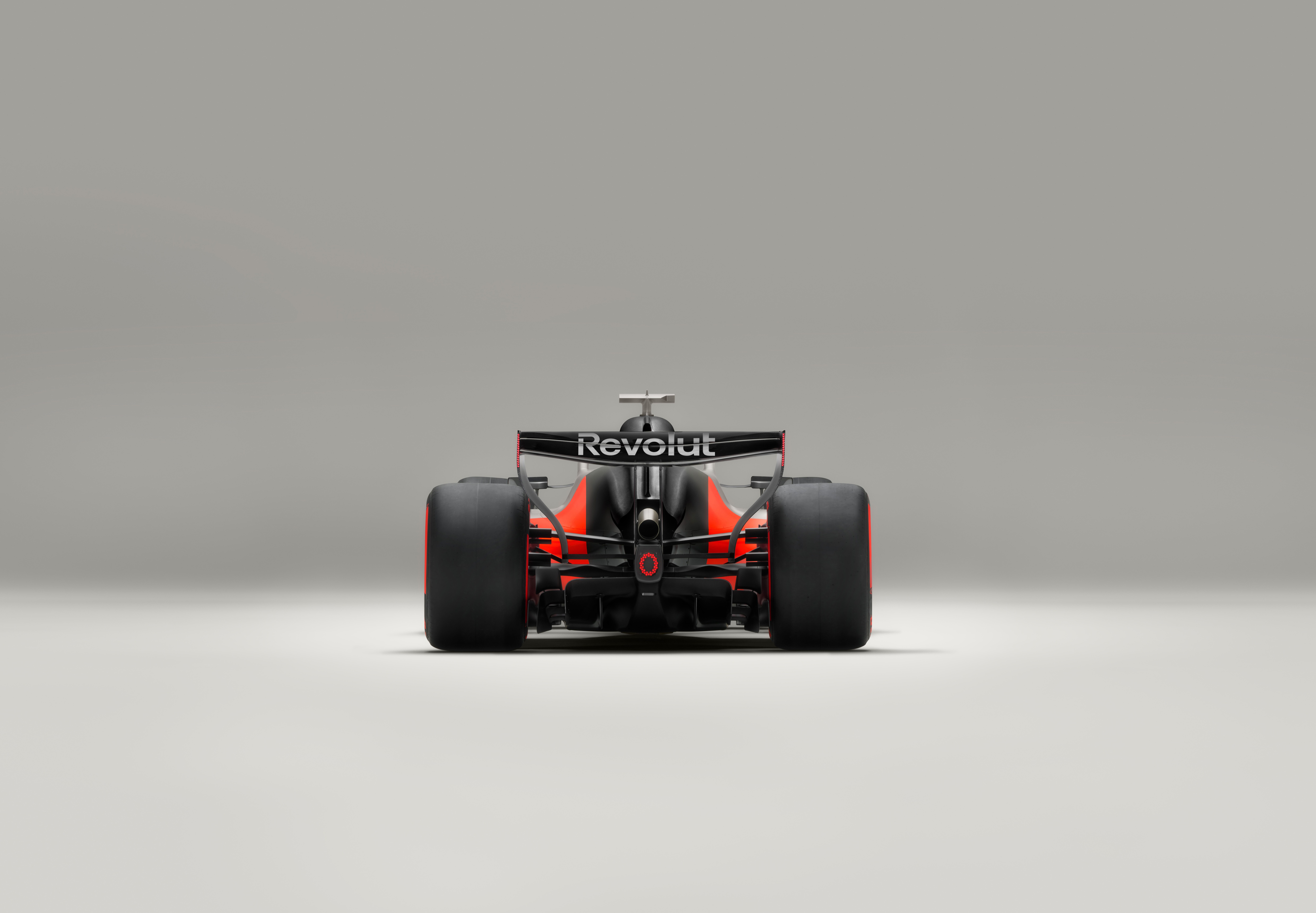 Revolut Hero showing the R26 from behind with Revolut Logo on the rear wing