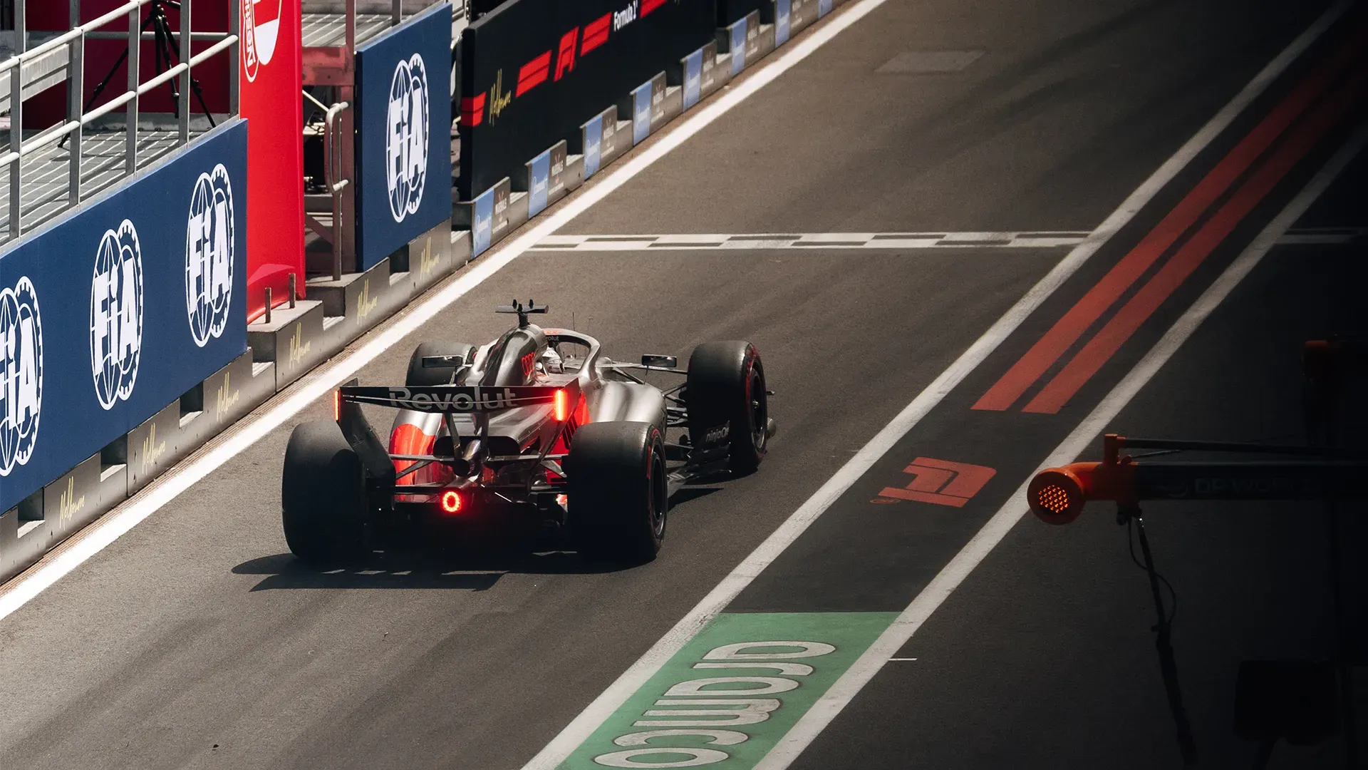 The R26 in the pitlane ready to enter the Albert Park Circuit