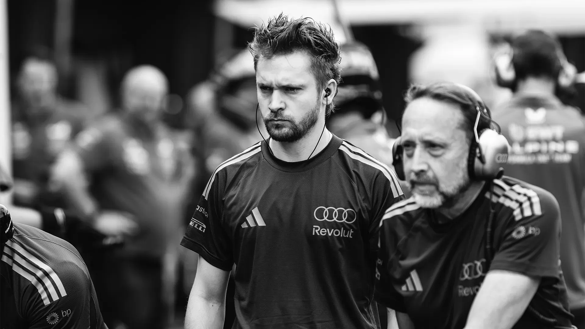 A team member is looking very concentrated