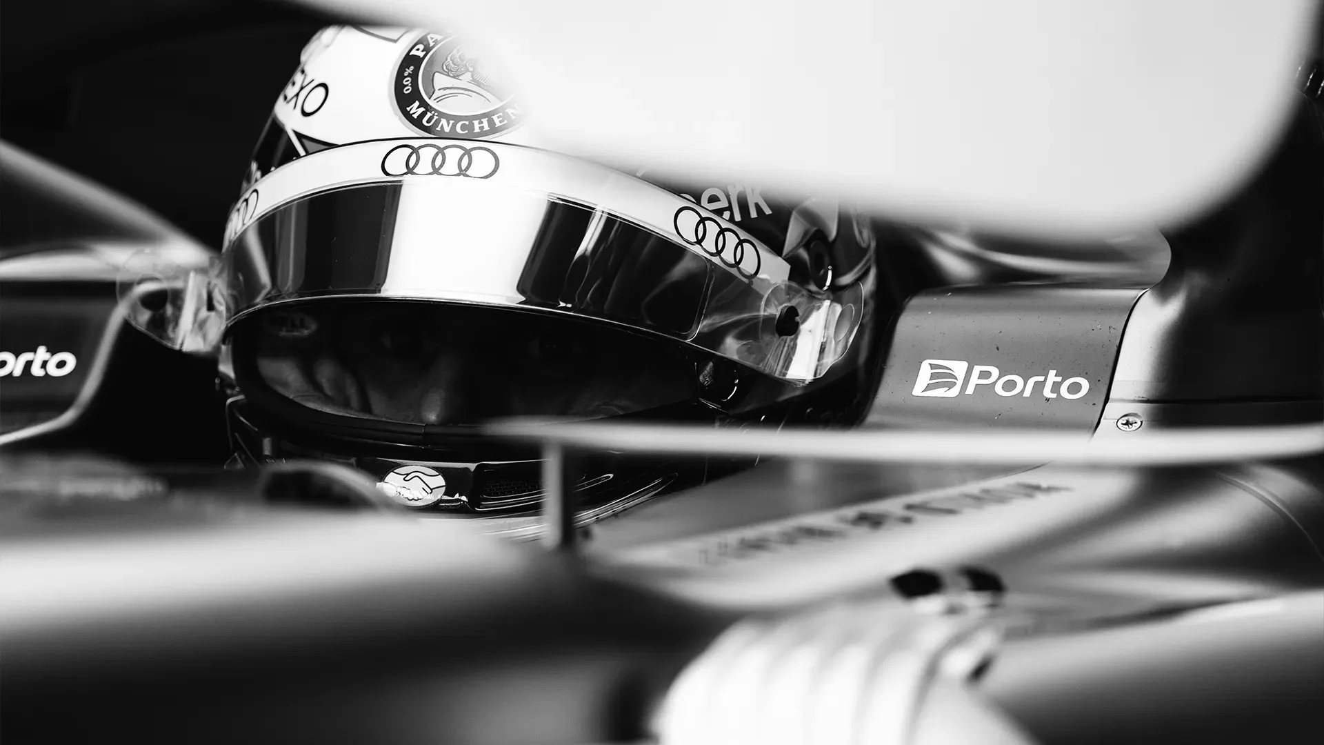 Gabi with helmet on in his car ready for qualifying