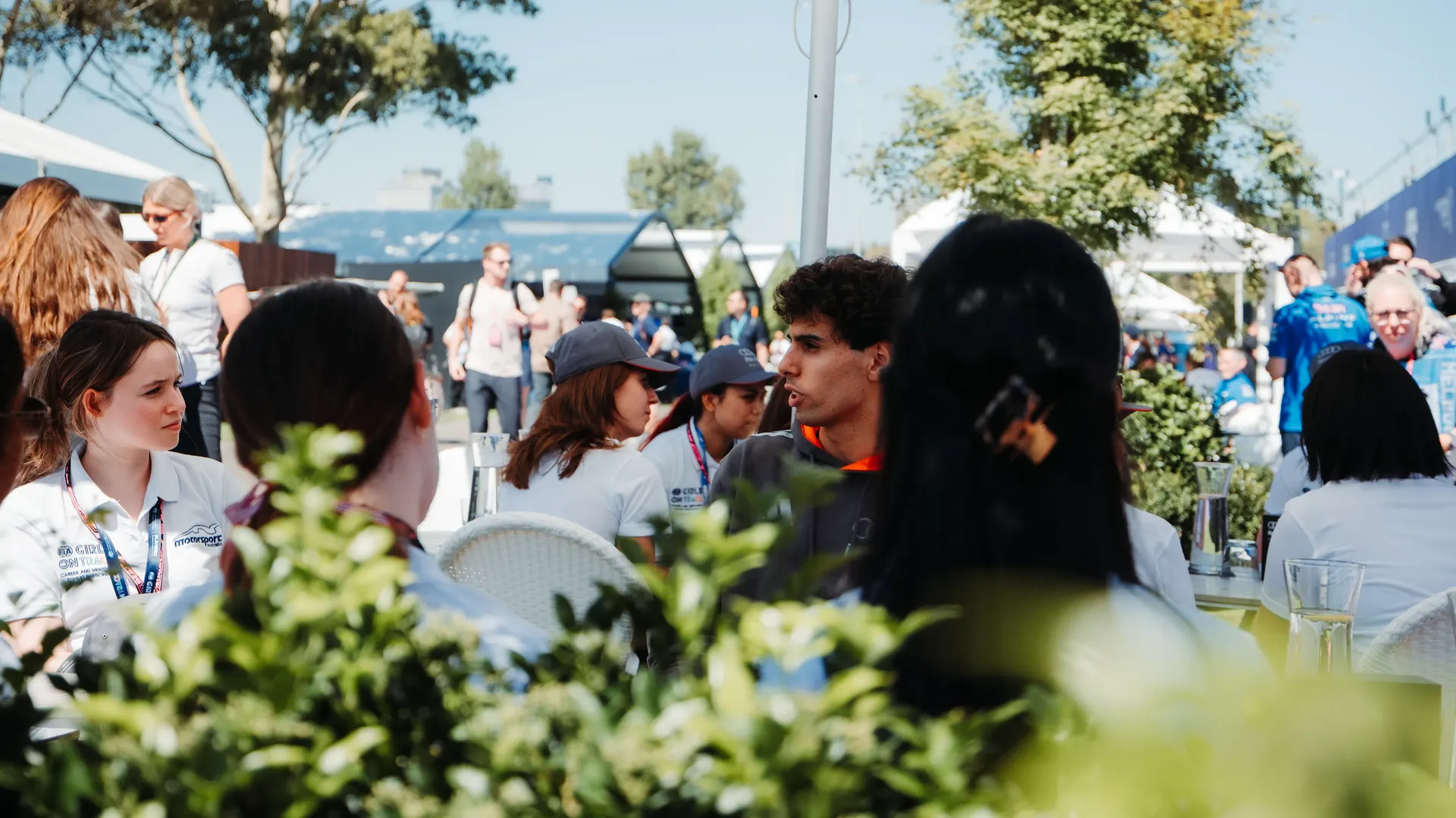 Gabi talking to the girls