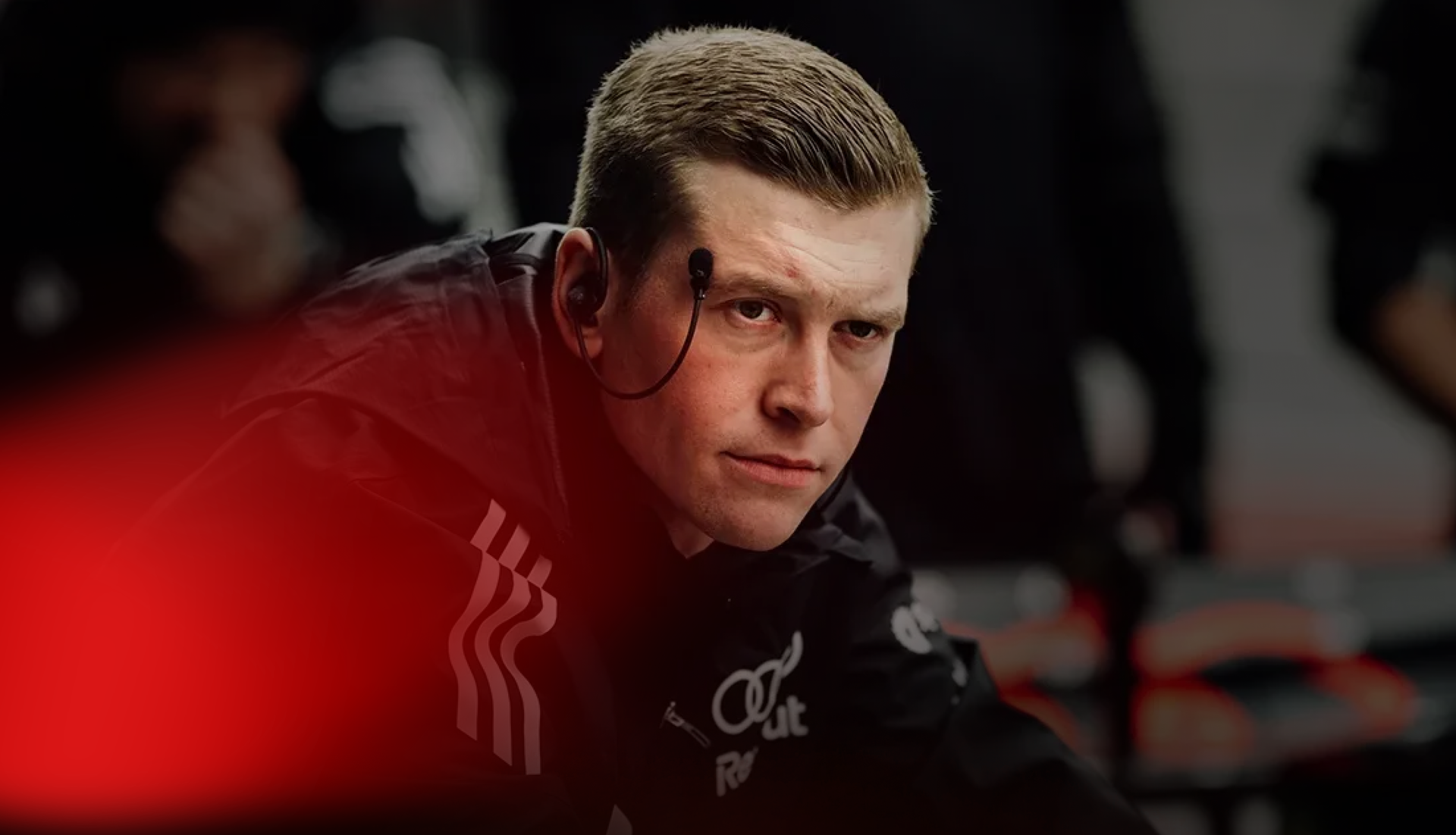 Close up of crew member at Audi Revolut F1® Team Barcelona Shakedown