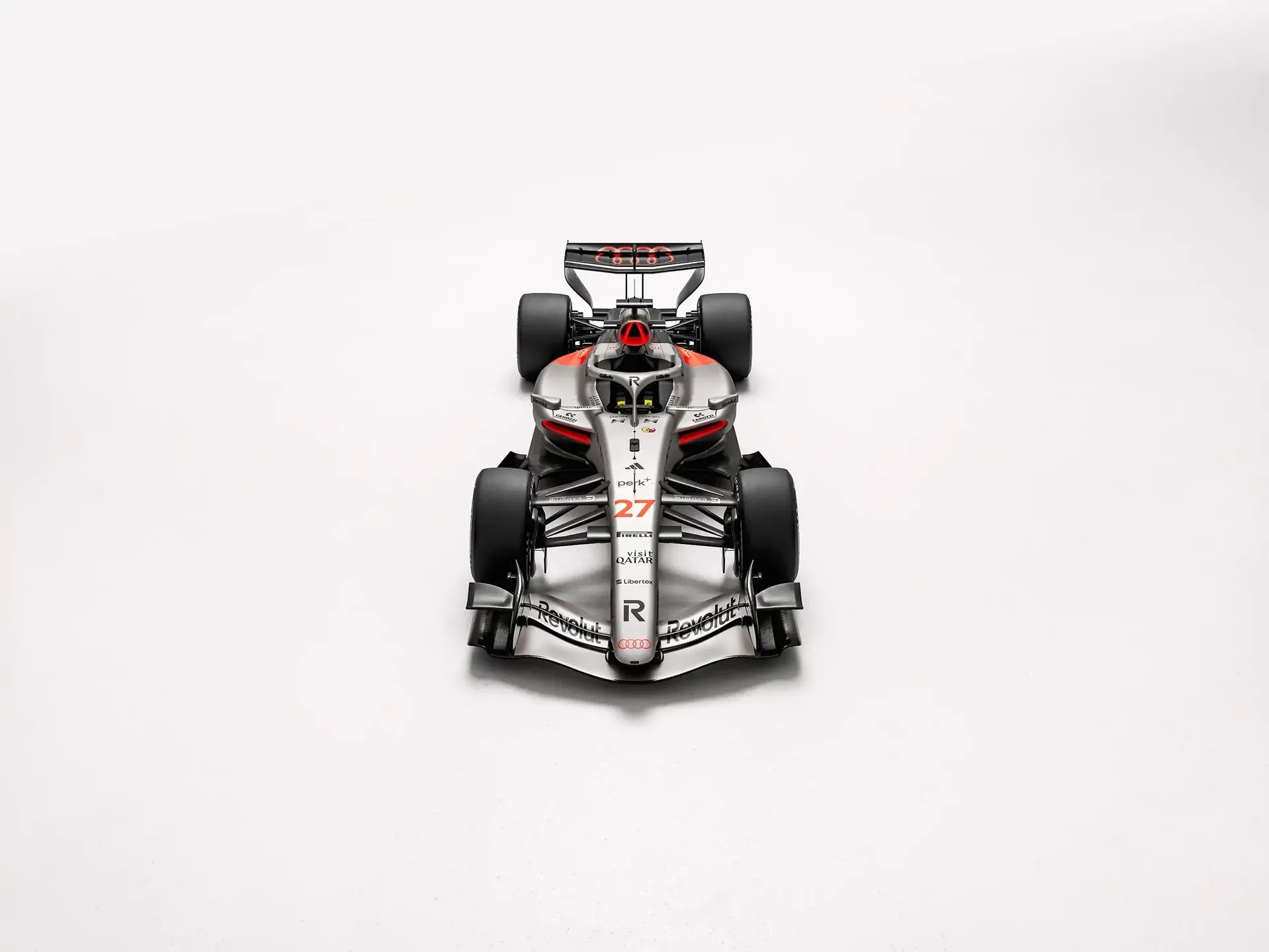 Top view front of the Audi Revolut F1® Team car number 27, Nico Hulkenberg, in the Studio