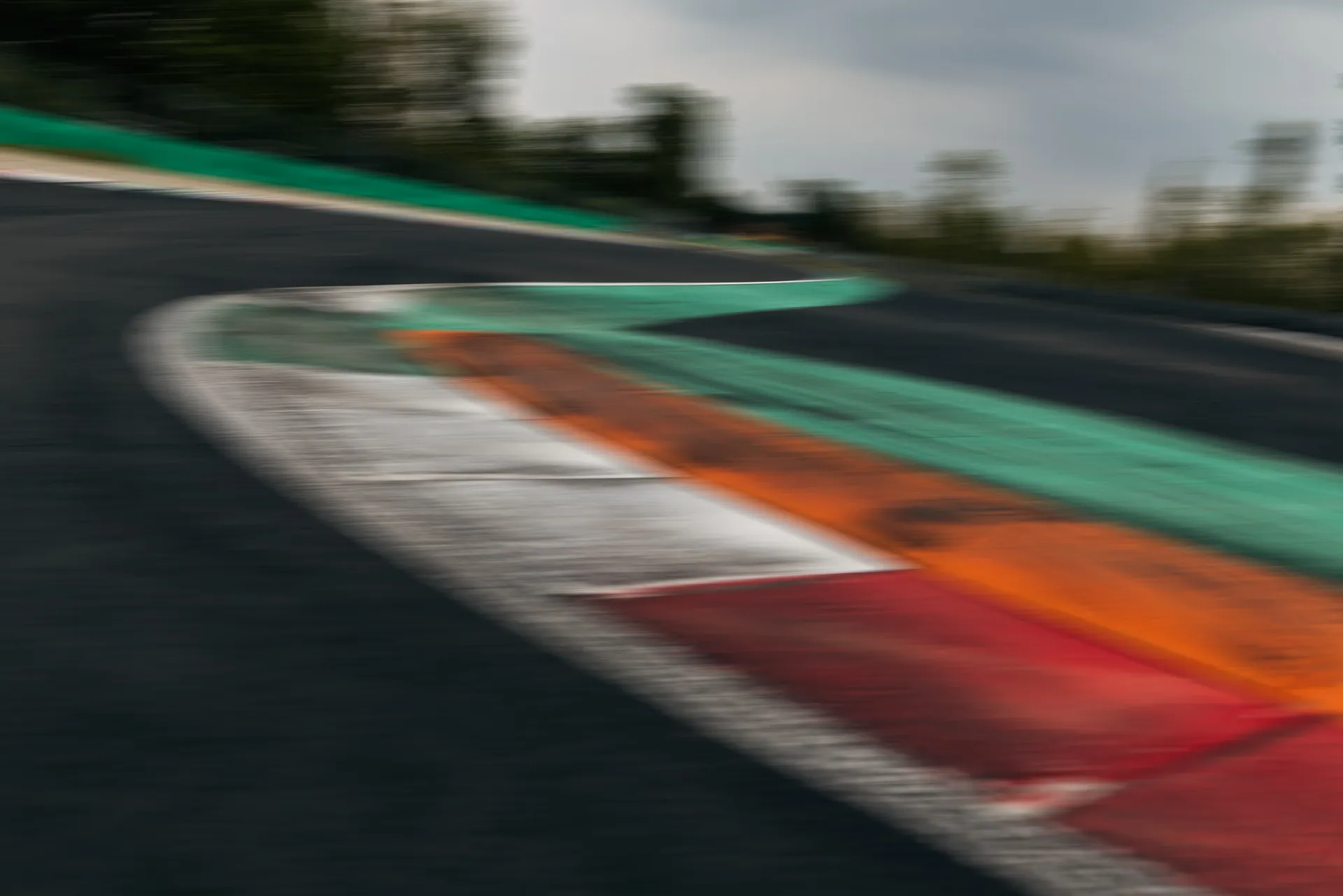 Monza circuit kerb and track surface at a high-speed corner
