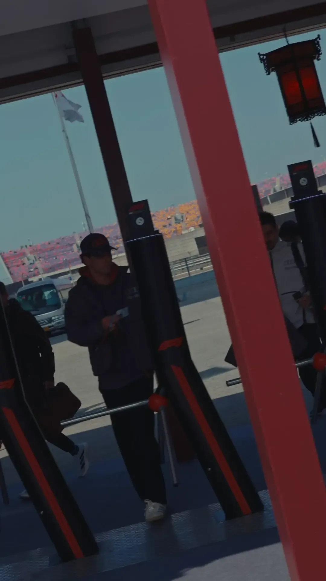 Gabriel Bortoleto arriving at the Audi Revolut F1® Team Chinese GP at Shanghai racetrack