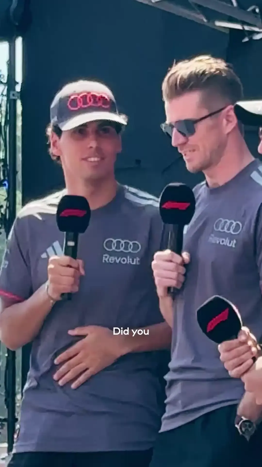 Nico Hulkenberg and Gabriel Bortoleto drivers at the Audi Revolut F1® Team during the fanforum at the Austrian Grand Prix 2026