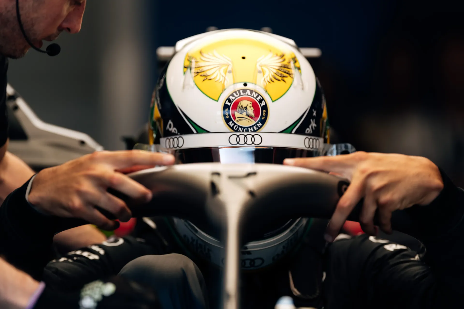 Cockpit Close Up Gabriel Bortoleto driver at the Audi Revolut F1® Team inside the cockpit of the Audi R26 at the Austrian Grand Prix 2026