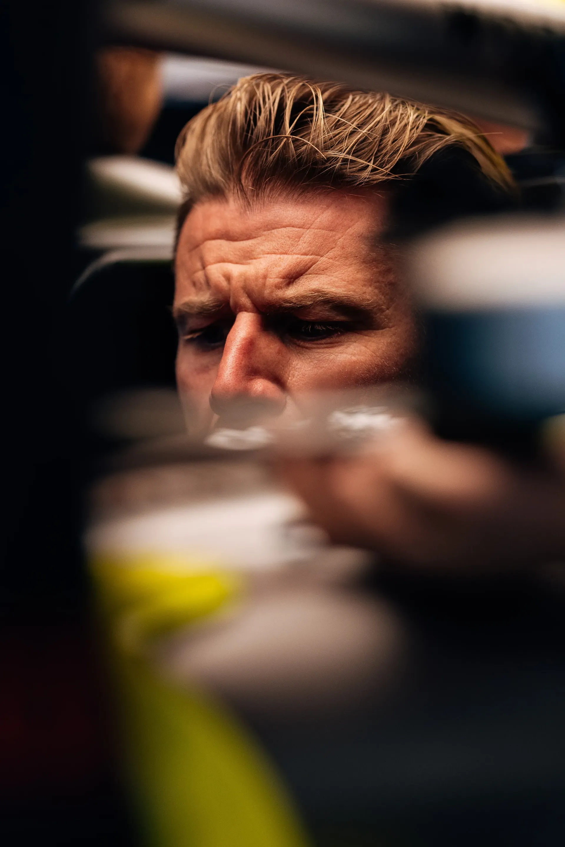 Cockpit close up of Nico Hulkenberg driver at the Audi Revolut F1® Team inside the garage