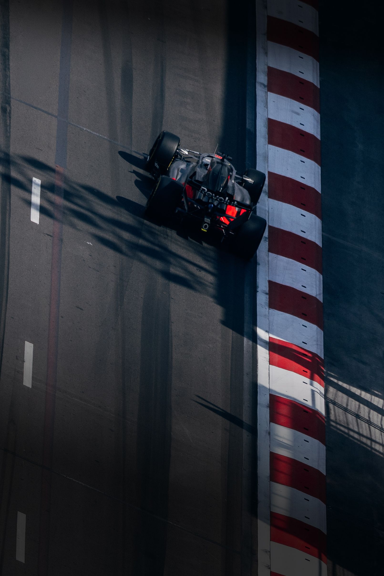 Back shot of the Audi Revolut F1® Team car Audi R26 on the racetrack at the Azerbaijan Grand Prix 2026