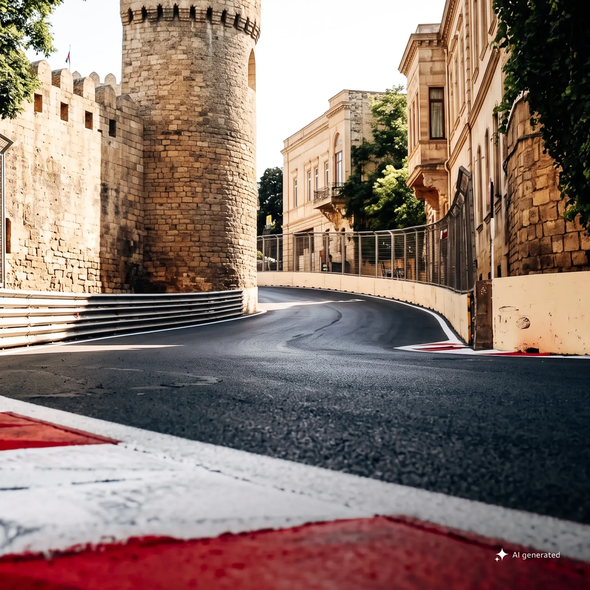 Baku City Circuit corner beside the historic city walls