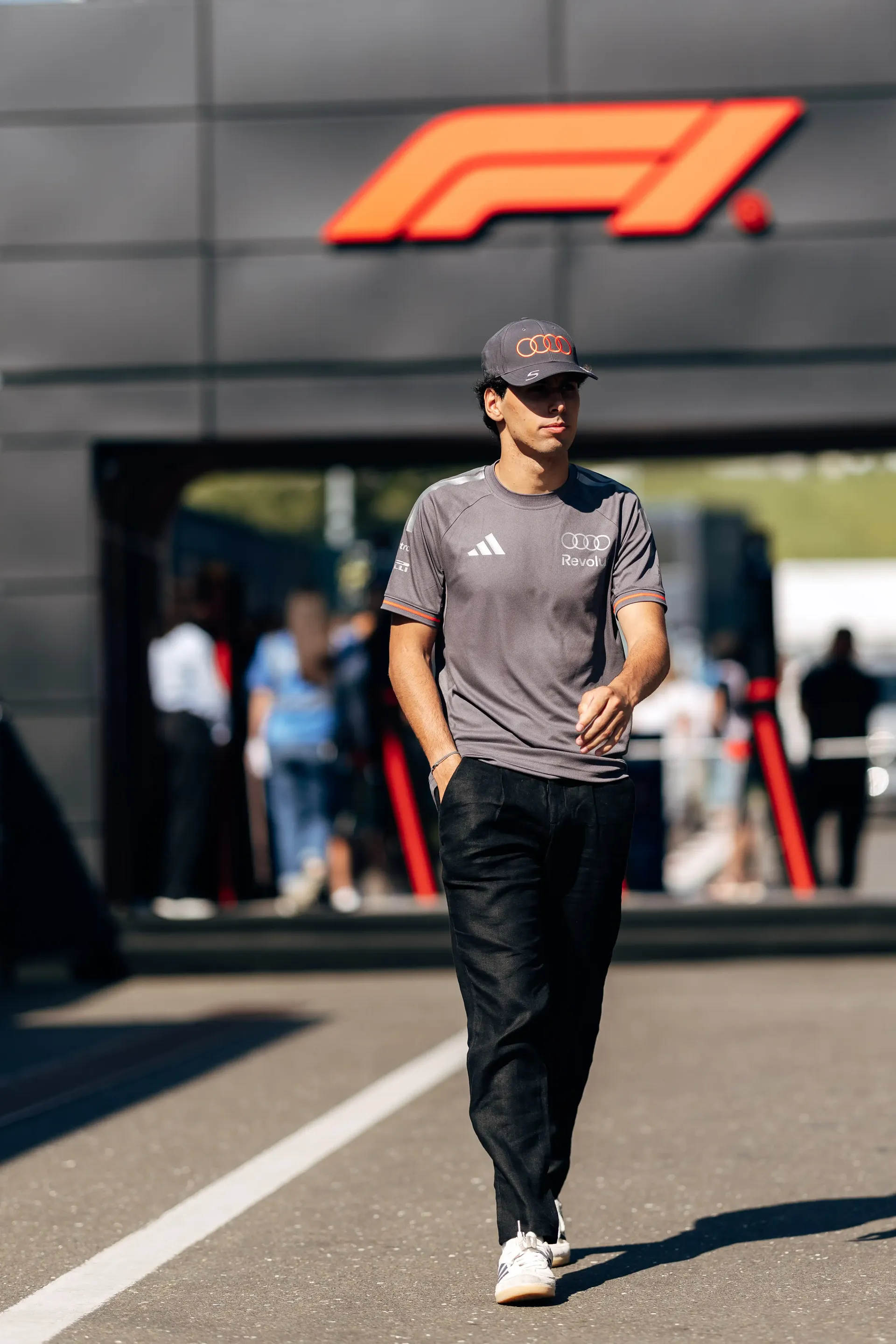 Gabriel Bortoleto arrives in the Spielberg paddock ahead of FP3 at the Formula 1® Austrian Grand Prix at the Red Bull Ring, representing Audi Revolut F1® Team.