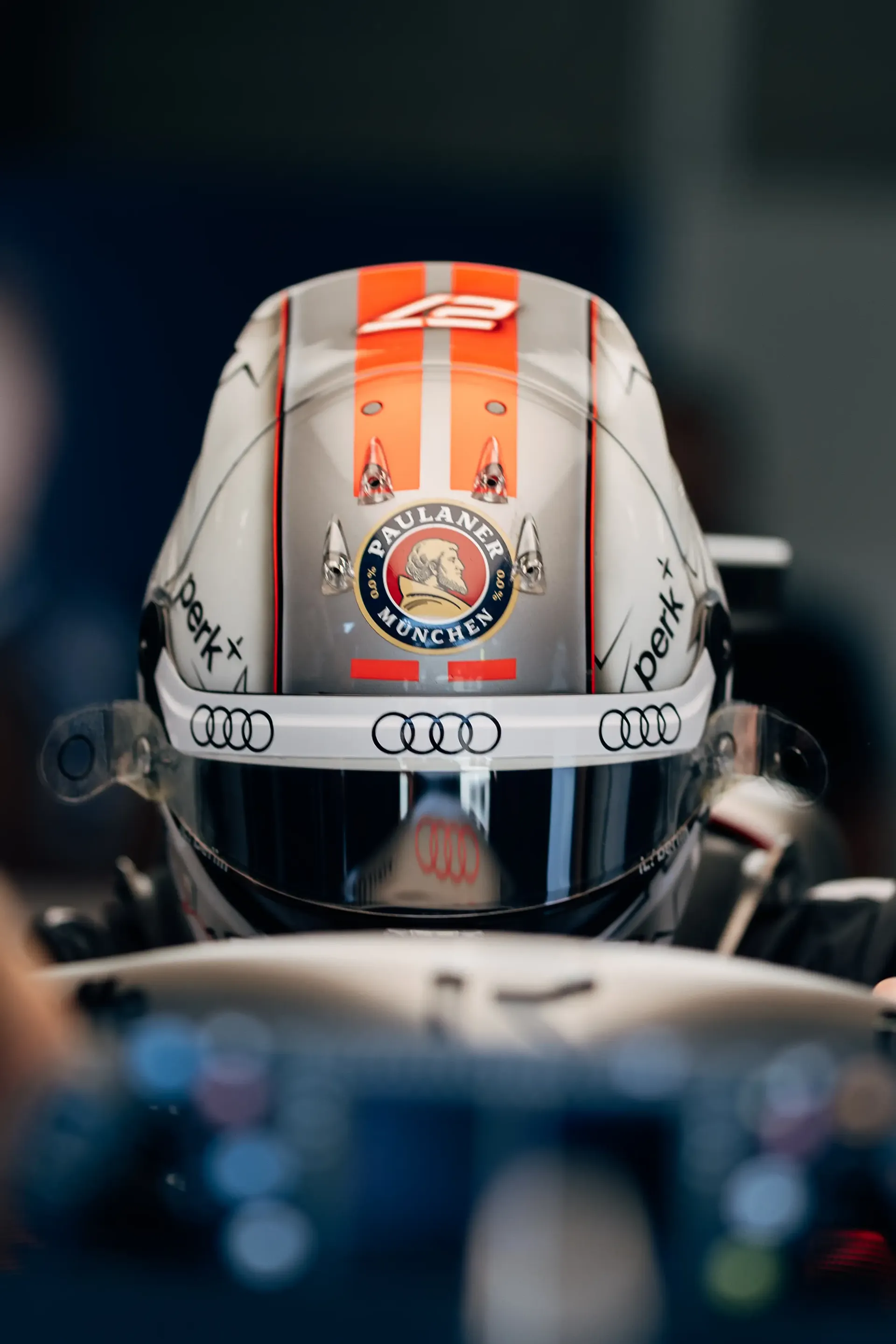 Front-on view of an Audi Revolut F1® Team driver Nico Hulkenberg wearing their helmet in the cockpit of the Audi R26 during Qualifying at the Austrian Grand Prix in Spielberg.