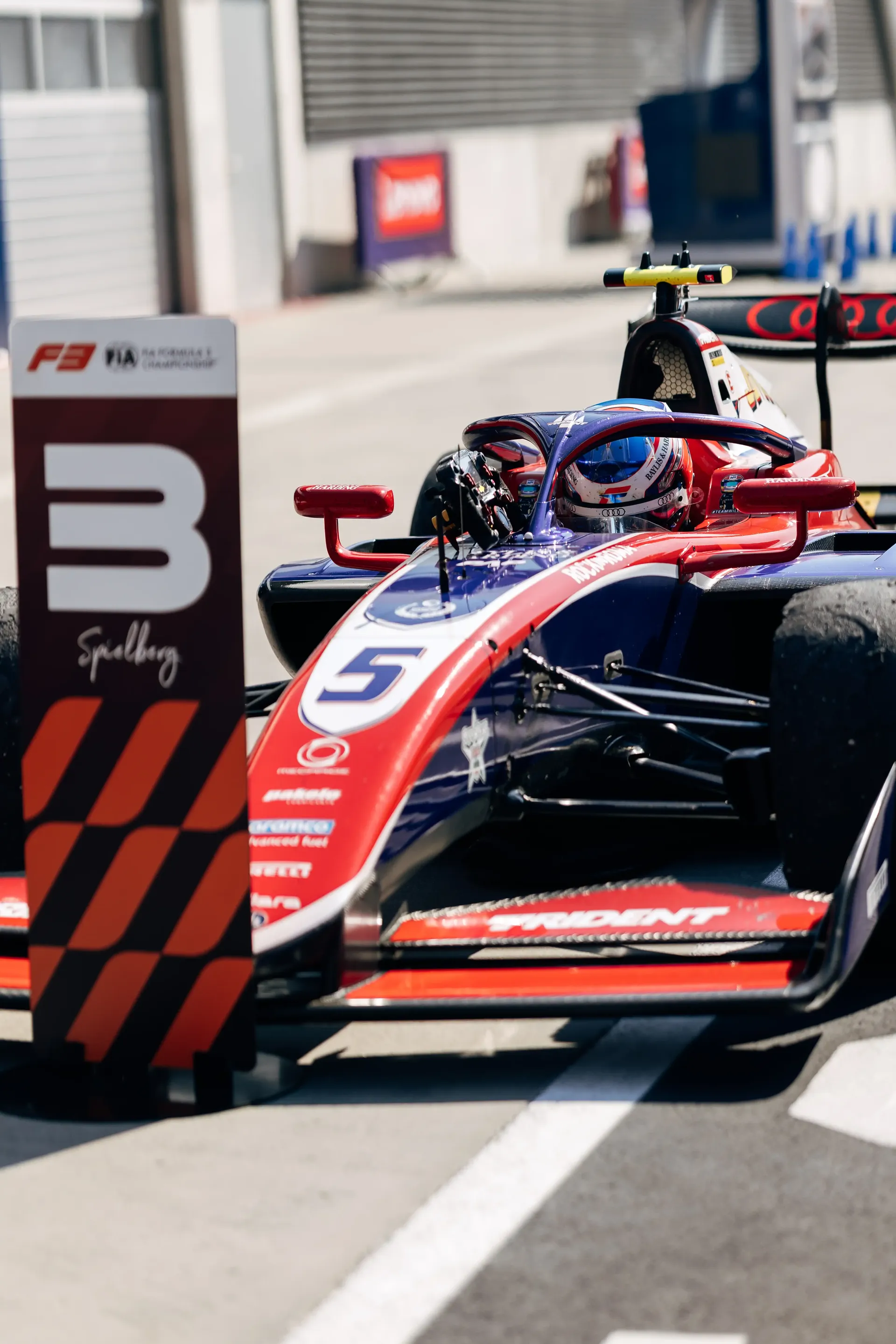 Freddie Slater sits in his FIA Formula 3 car after the Feature Race at the Austrian Grand Prix in Spielberg.
