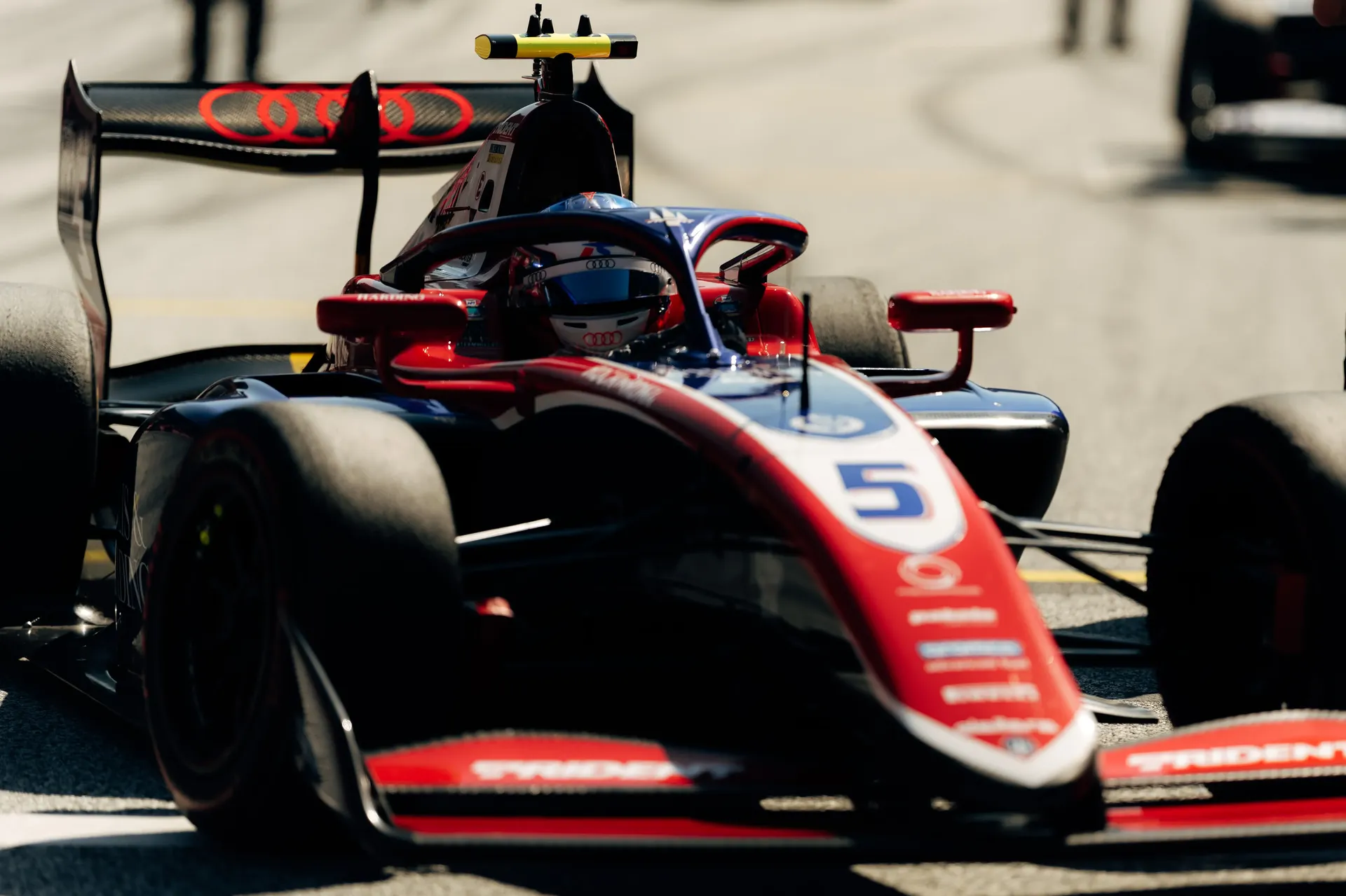 Freddie Slater drives his FIA Formula 3 car during race day at the Austrian Grand Prix weekend in Spielberg.
