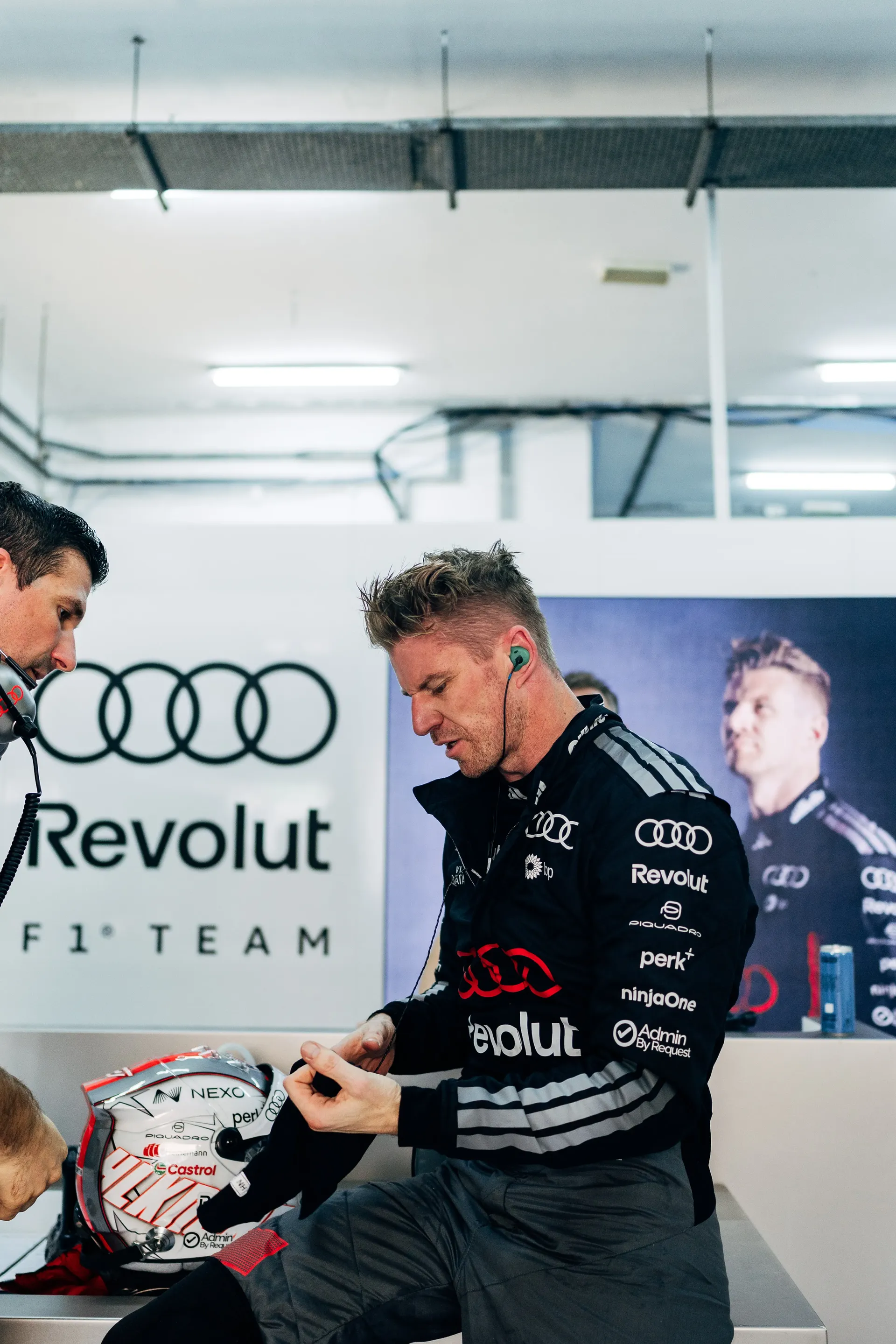 Audi Revolut F1® Team driver Nico Hulkenberg in the garage