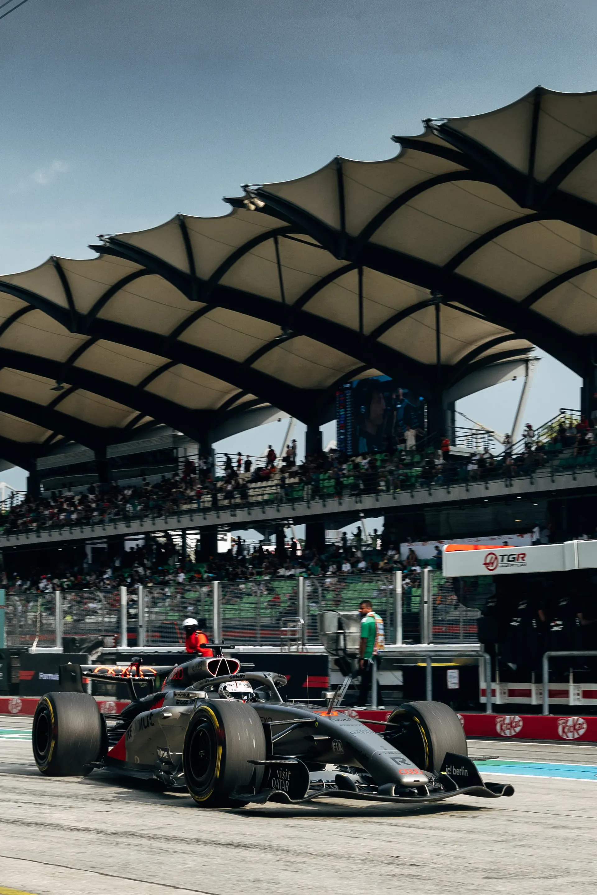 Audi R26 in the pit lane at Bahrain GP in Malaysia