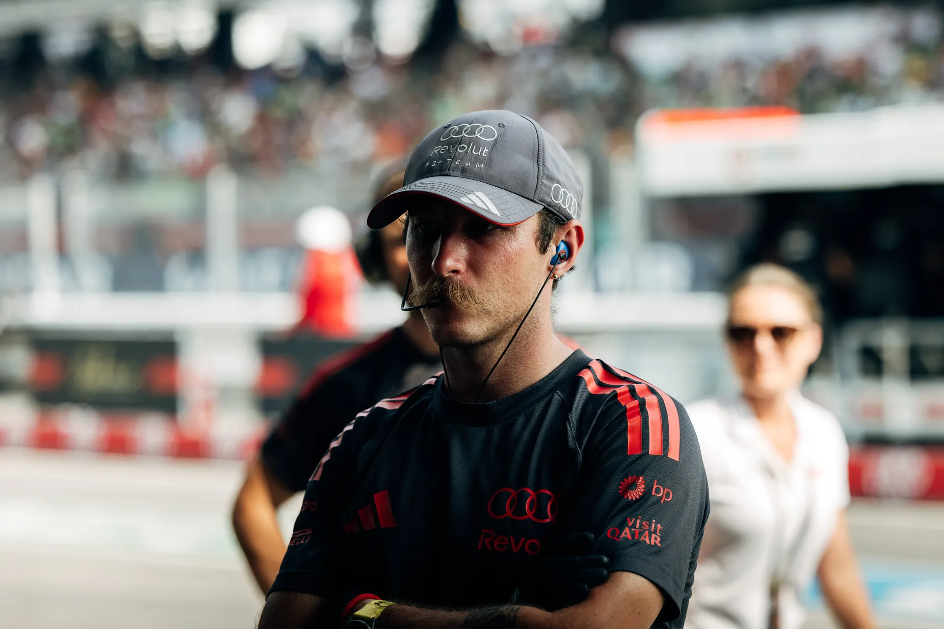 Audi Revolut F1® Team team mechanic in front of the garage