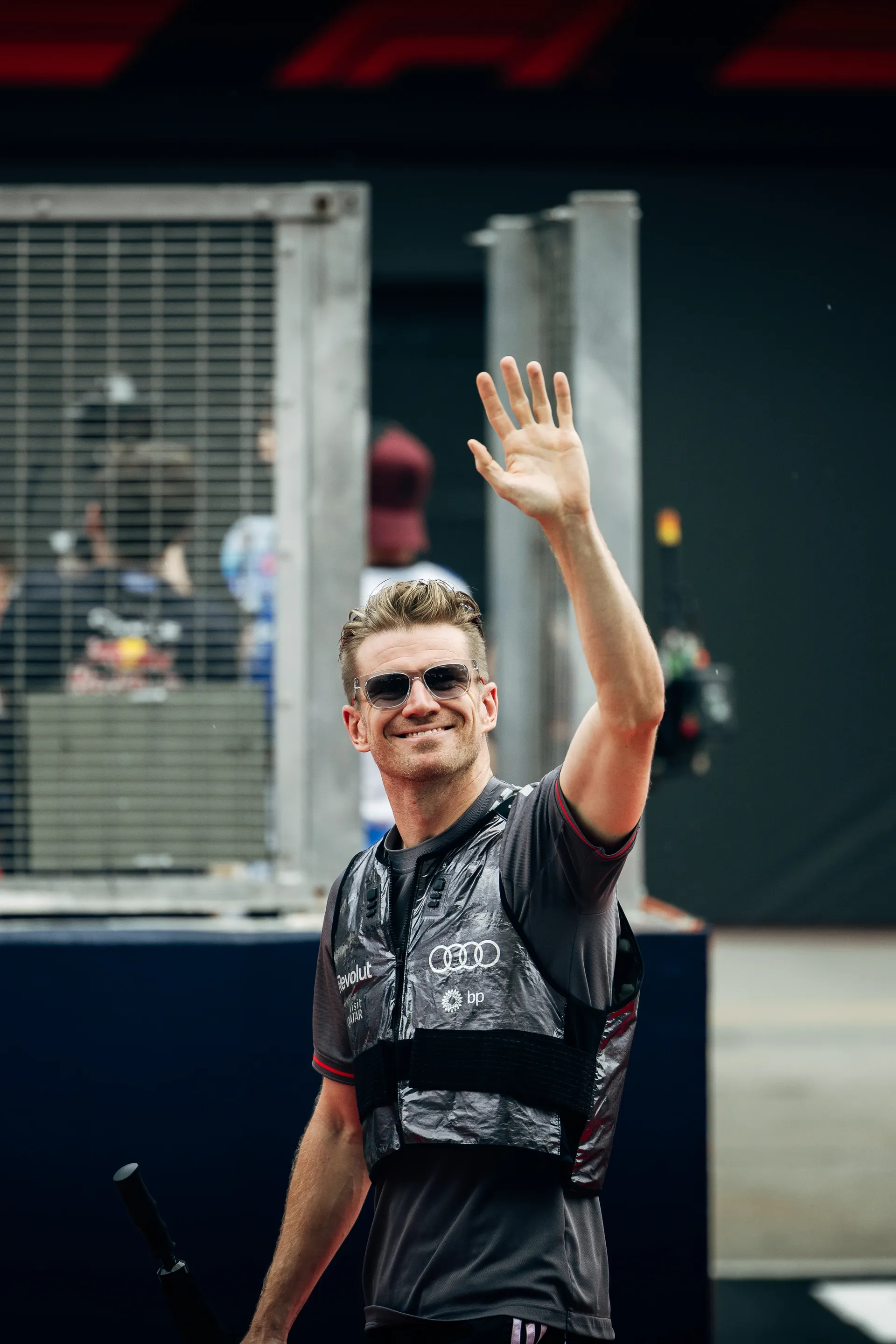 Audi Revolut F1® Team driver Nico Hulkenberg waving to fans