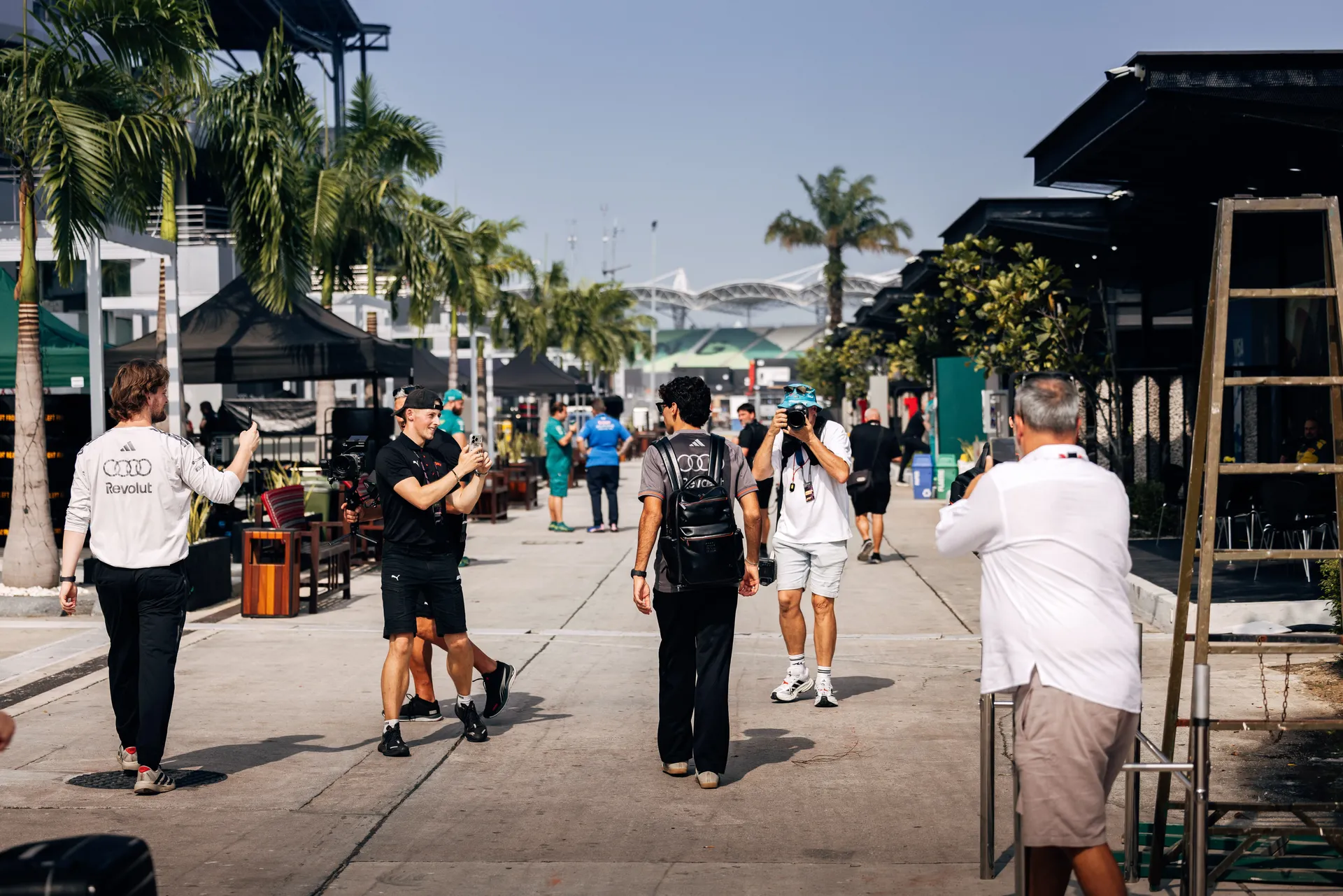 Audi Revolut F1® Team driver Gabriel Bortoleto walking trought the paddock at the Bahrain Grand Prix
