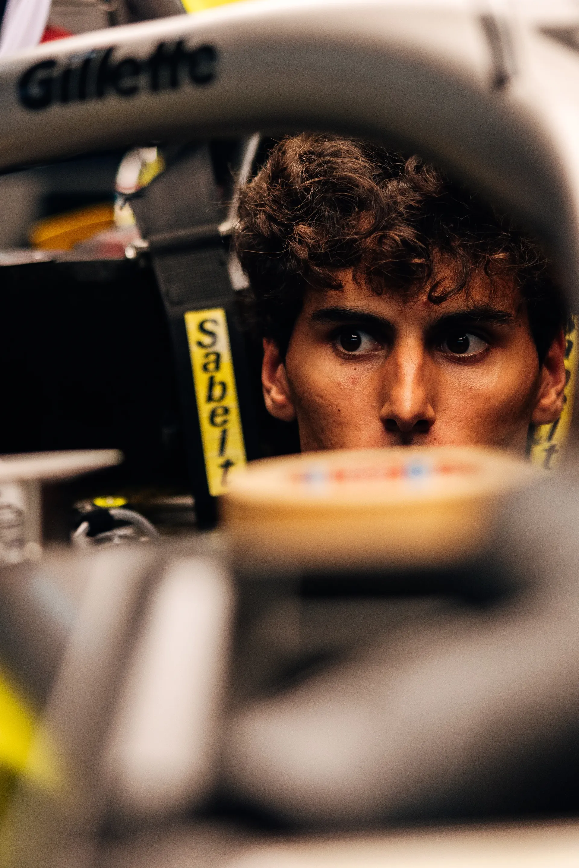 Cockpit close up of Audi Revolut F1® Team driver Gabriel Bortoleto