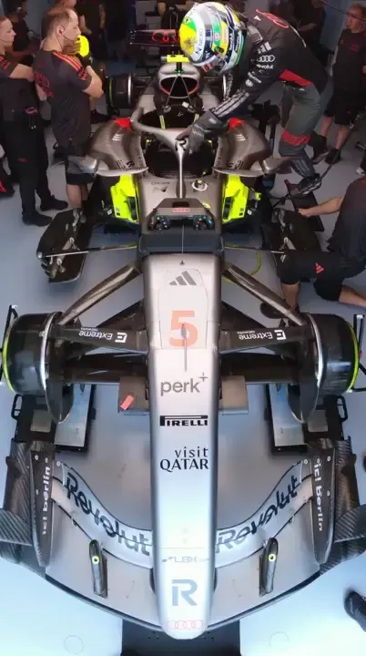 Audi Revolut F1® Team driver Gabriel Bortoleto drive out the garage