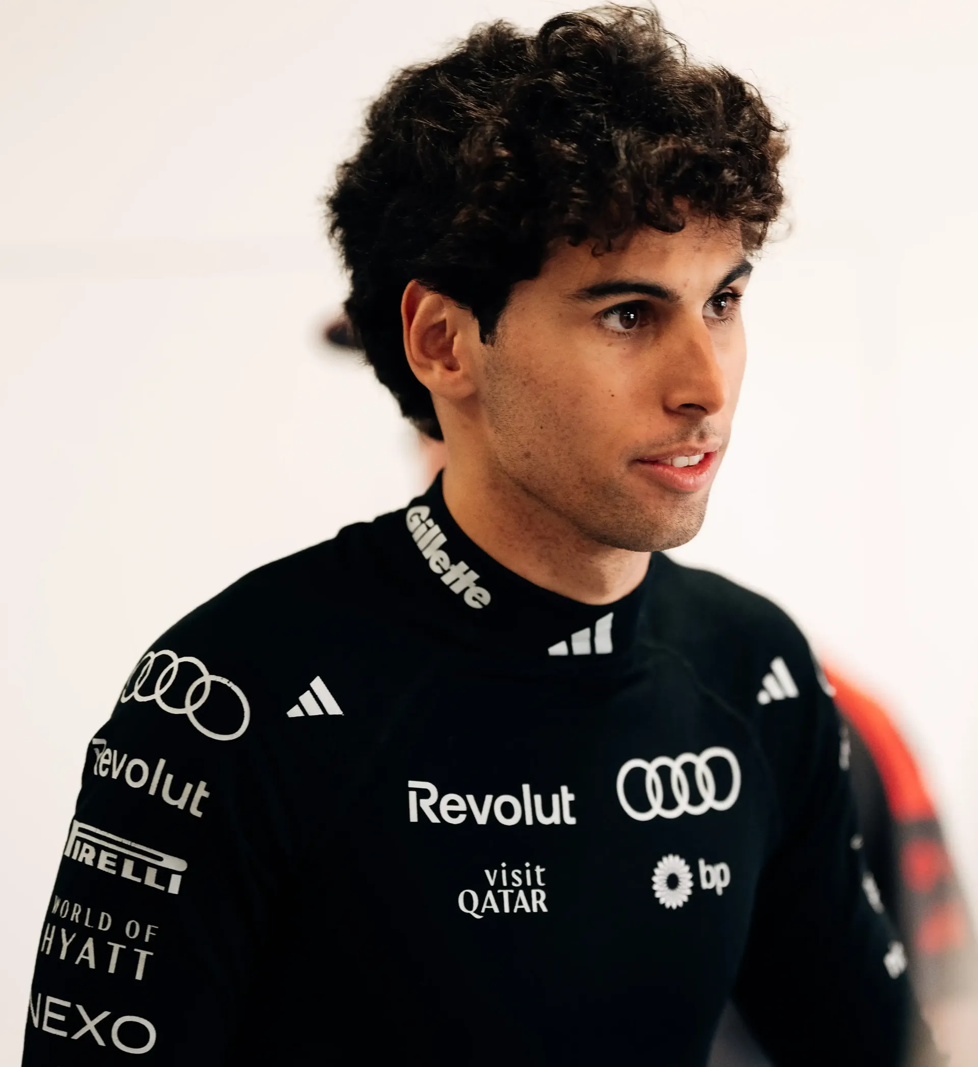 Side Close up of Gabriel Bortoleto driver at the Audi Revolut F1® Team at the Barcelona Catalunya Grand Prix 2026