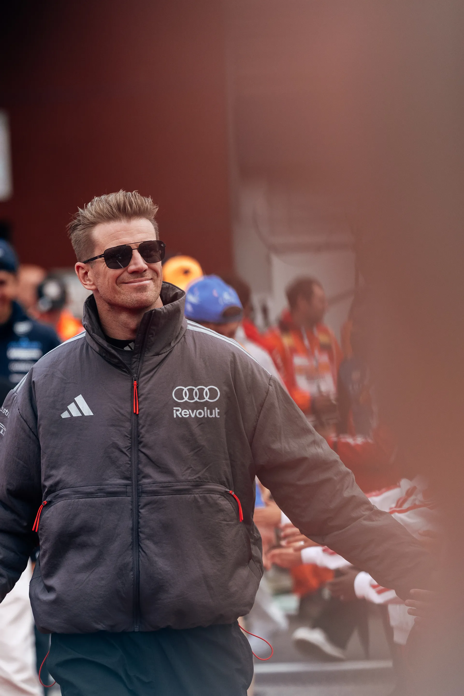 Nico Hulkenberg of Audi Revolut F1® Team greets fans during the drivers parade at Spa Francorchamps on Belgian Grand Prix race day