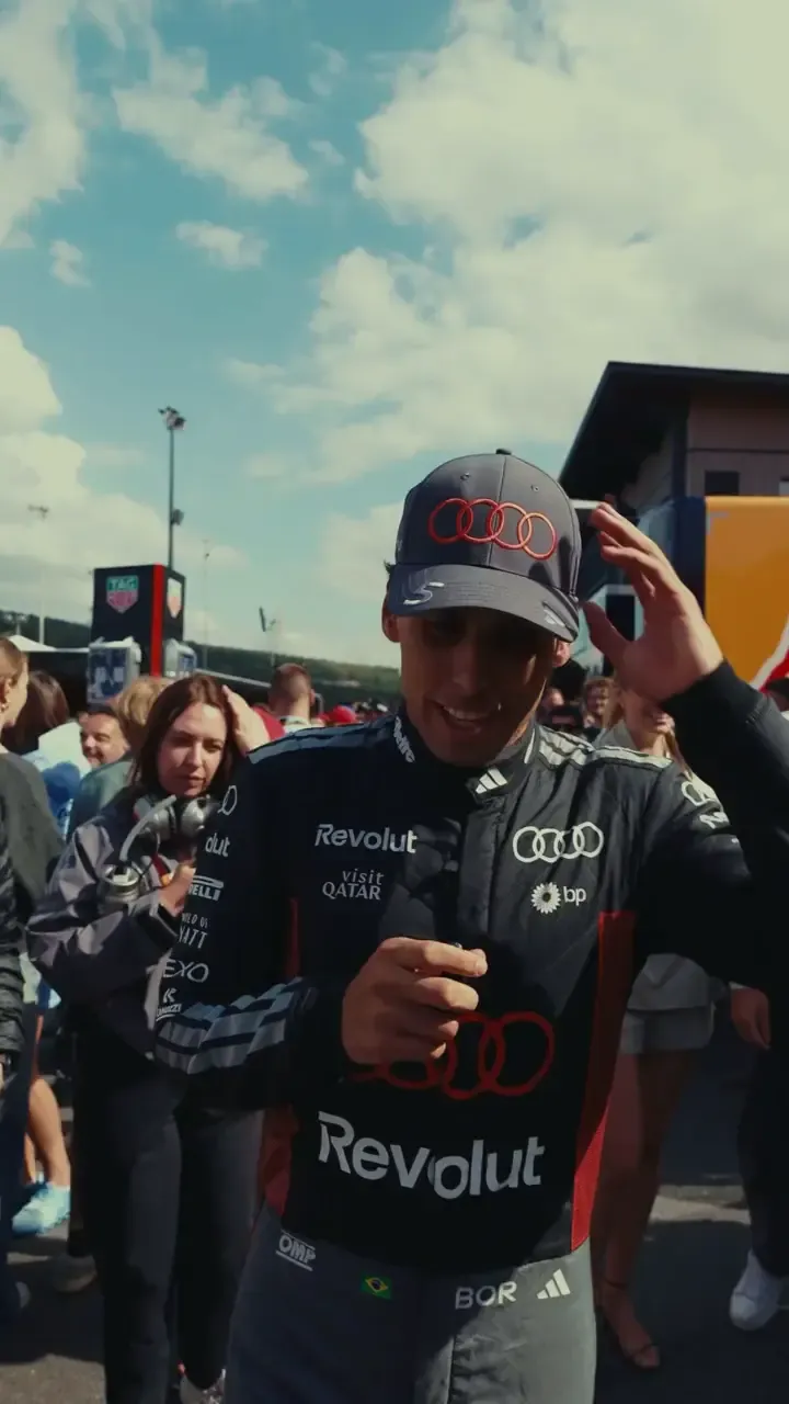 Gabriel Bortoleto walks through the paddock after the race, reflecting on his performance during the Belgian Grand Prix for Audi Revolut F1® Team