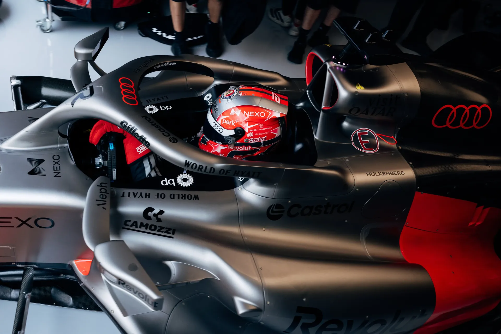 Nico Hulkenberg sits in the Audi Revolut F1® Team Formula 1® car during FP1 at the Formula 1® Belgian Grand Prix in Spa-Francorchamps.