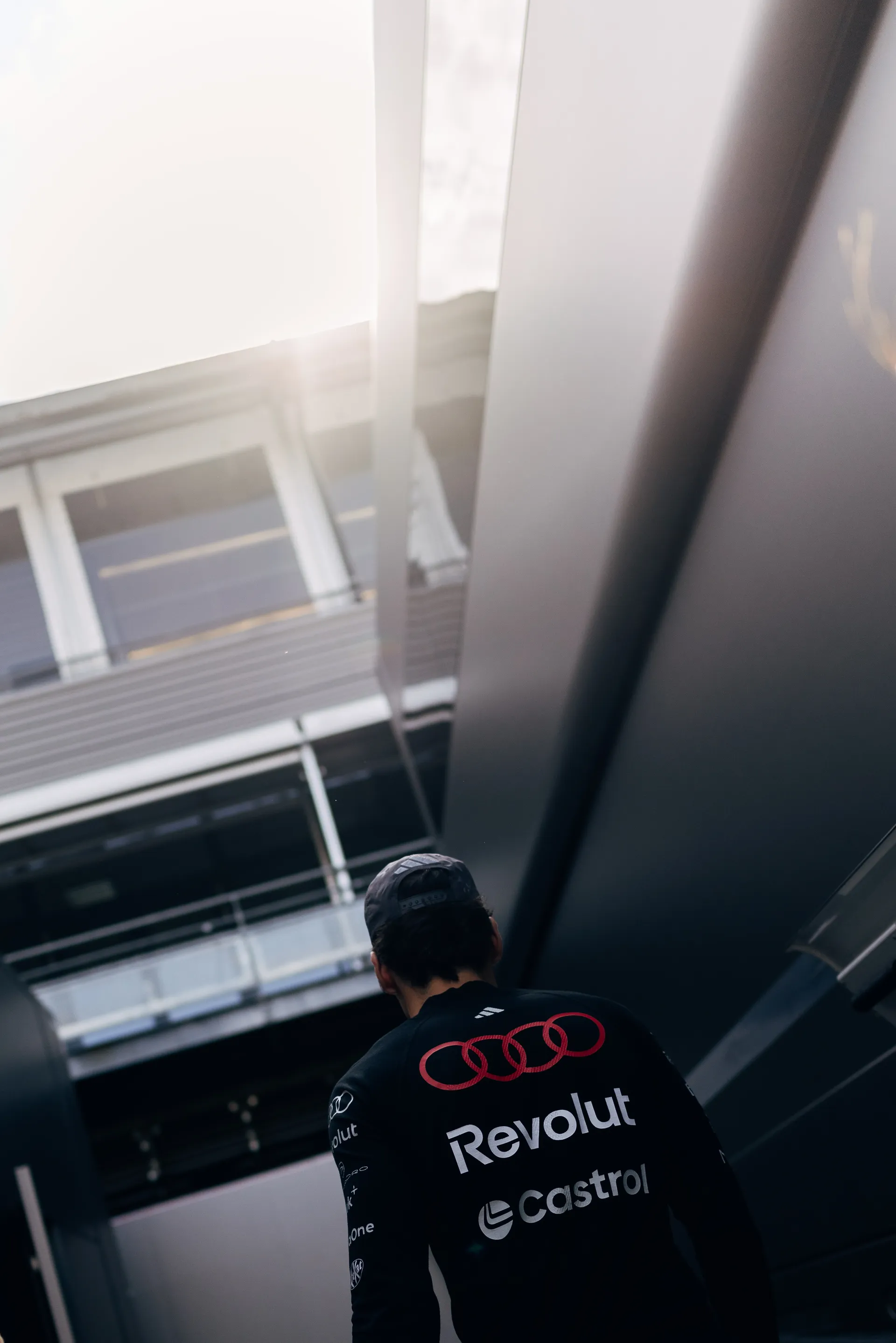Audi Revolut F1® Team driver Gabriel Bortoleto walks towards the garage at the Belgian Grand Prix 2026