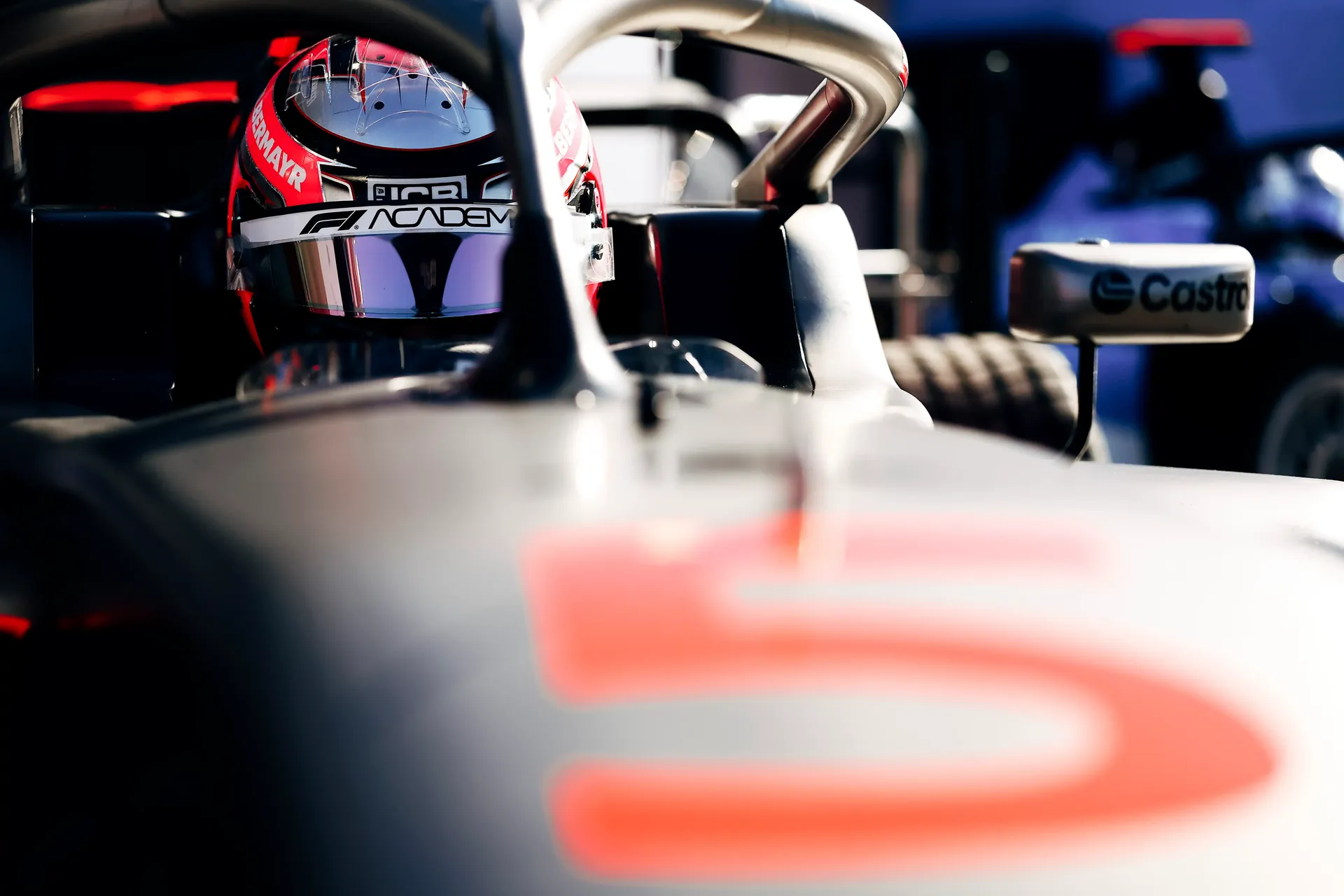 Cockpit close up of the Audi Revolut F1® Team Academy car at the Canada Grand Prix 2026