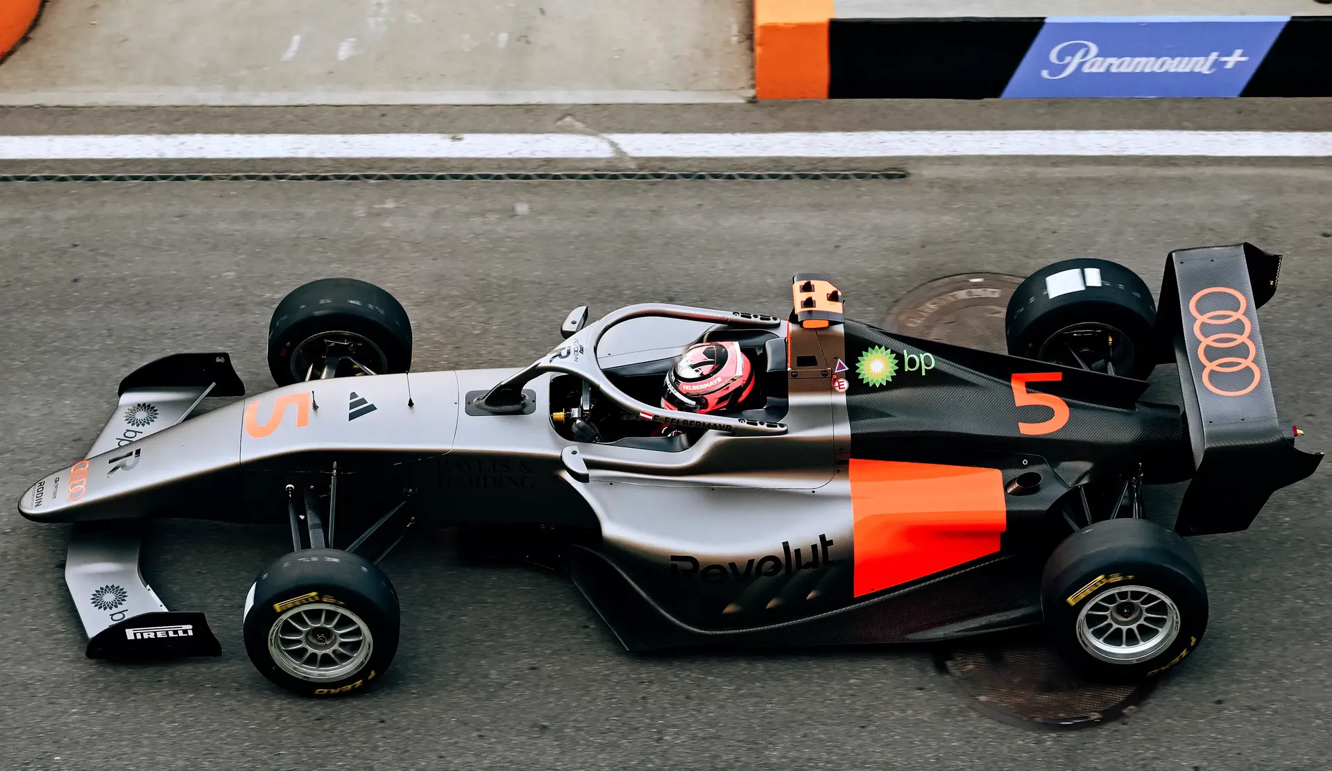 Top side view of the Audi Revolut F1® Team Academy car at the Canada Grand Prix 2026