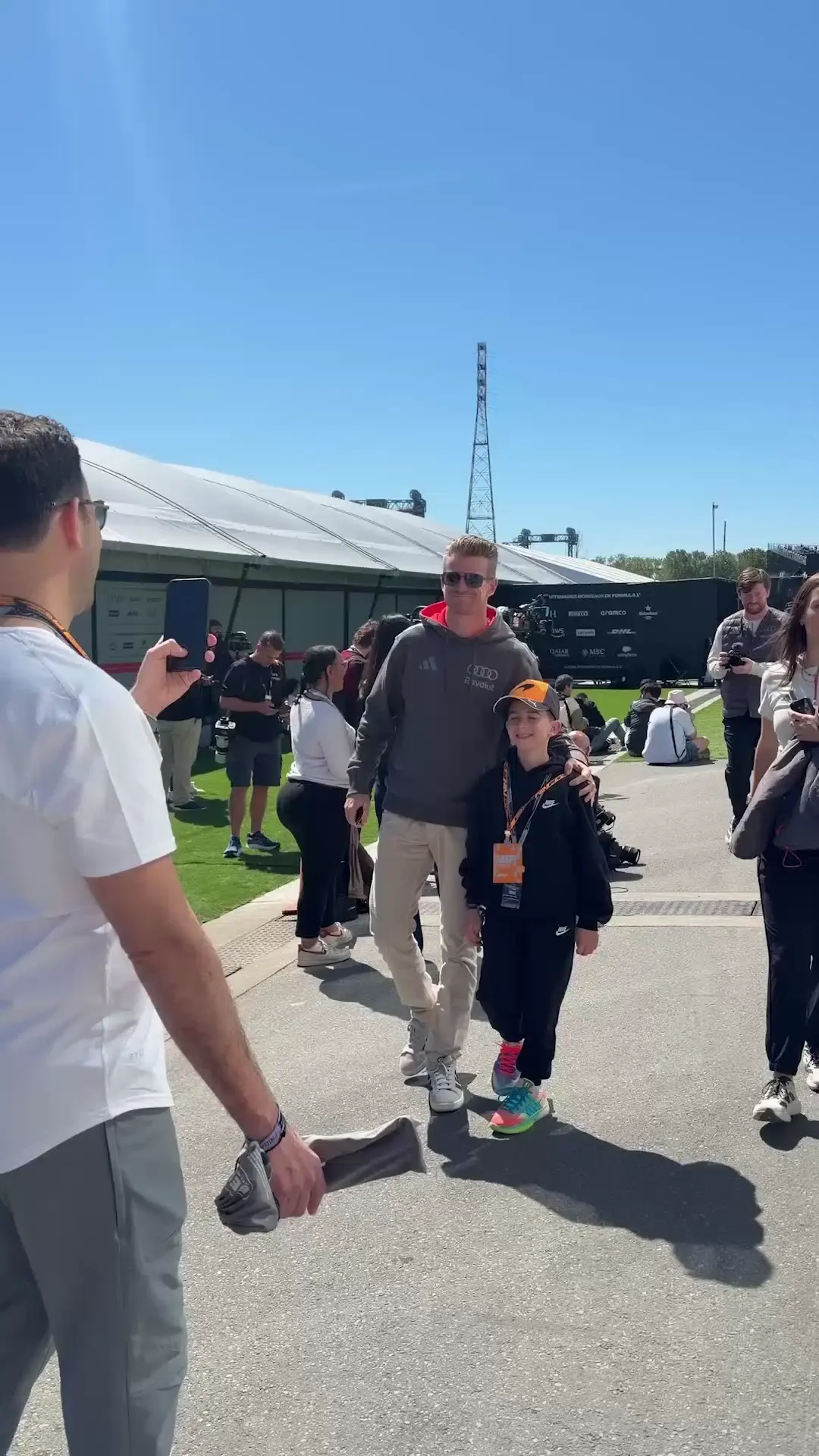 Nico and Gabi drivers of the Audi Revolut F1® Team arriving at the Canadian GP 2026