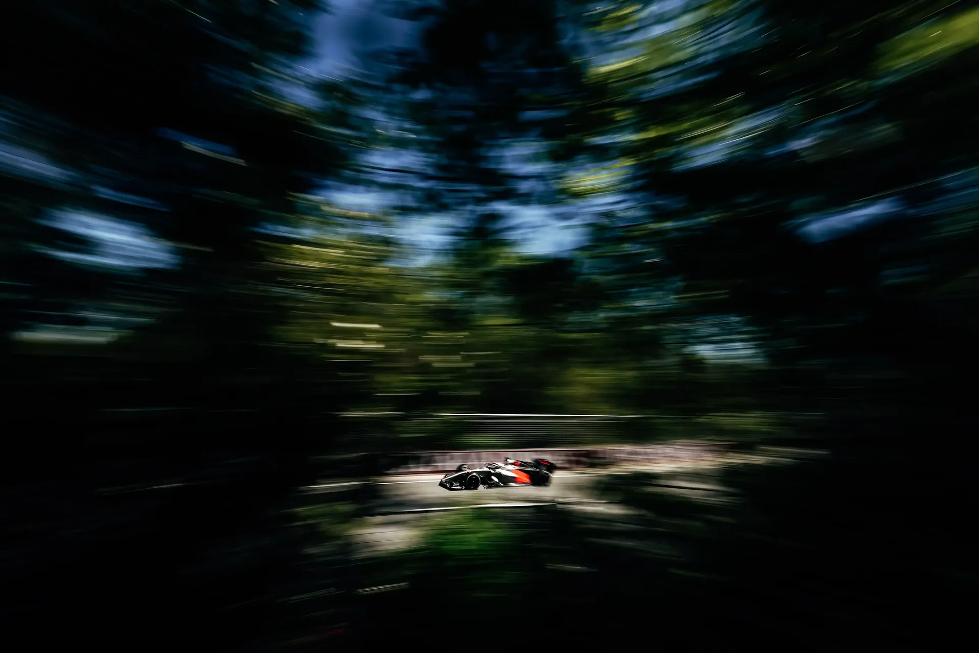 Side view of the Audi Revolut F1® Team car R26 at the Canada Grand Prix 2026 passing by at high speed