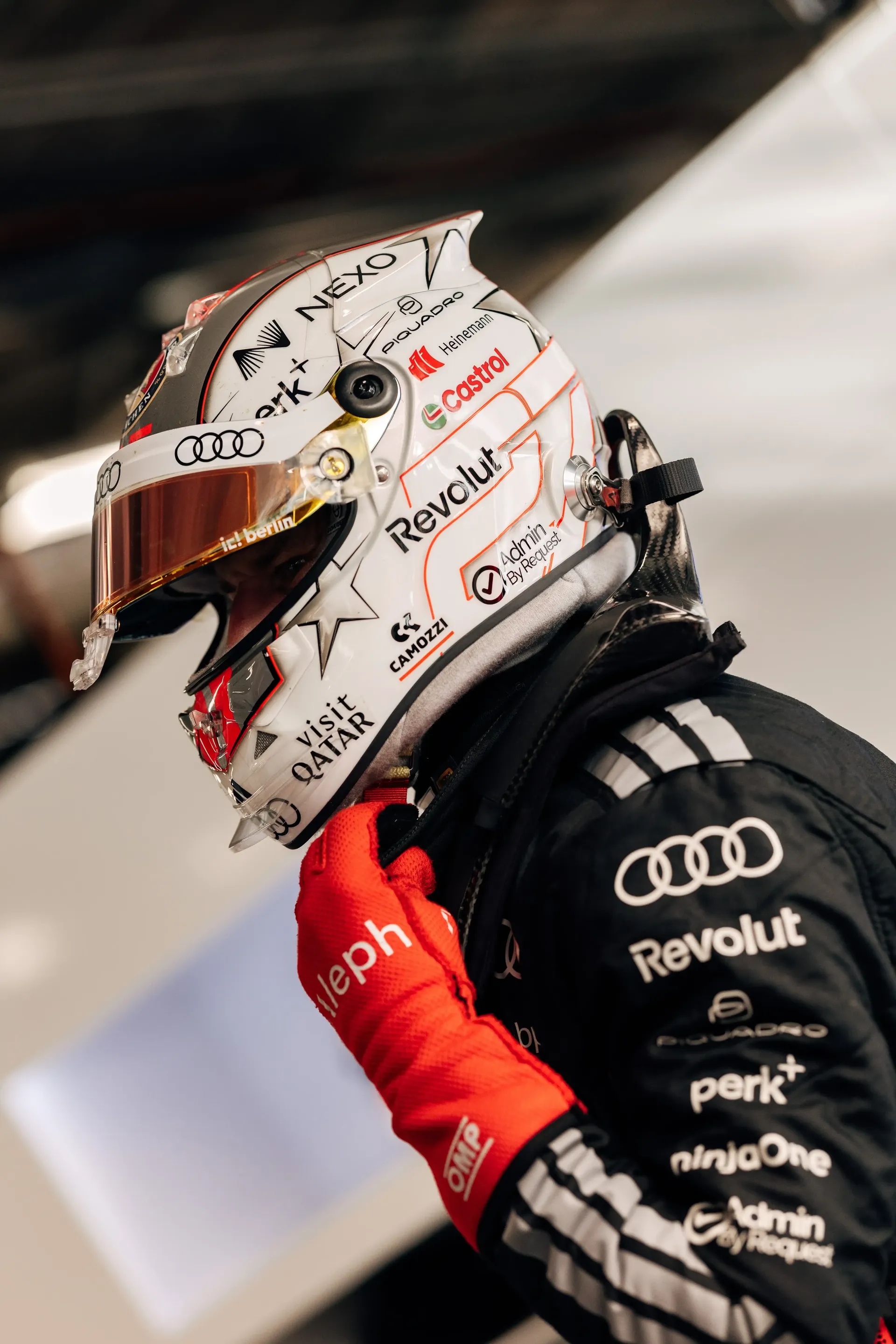 Siede Portrait of Nico Hulkenberg inside the Audi Revolut F1® Team car garage at the Canada Grand Prix 2026