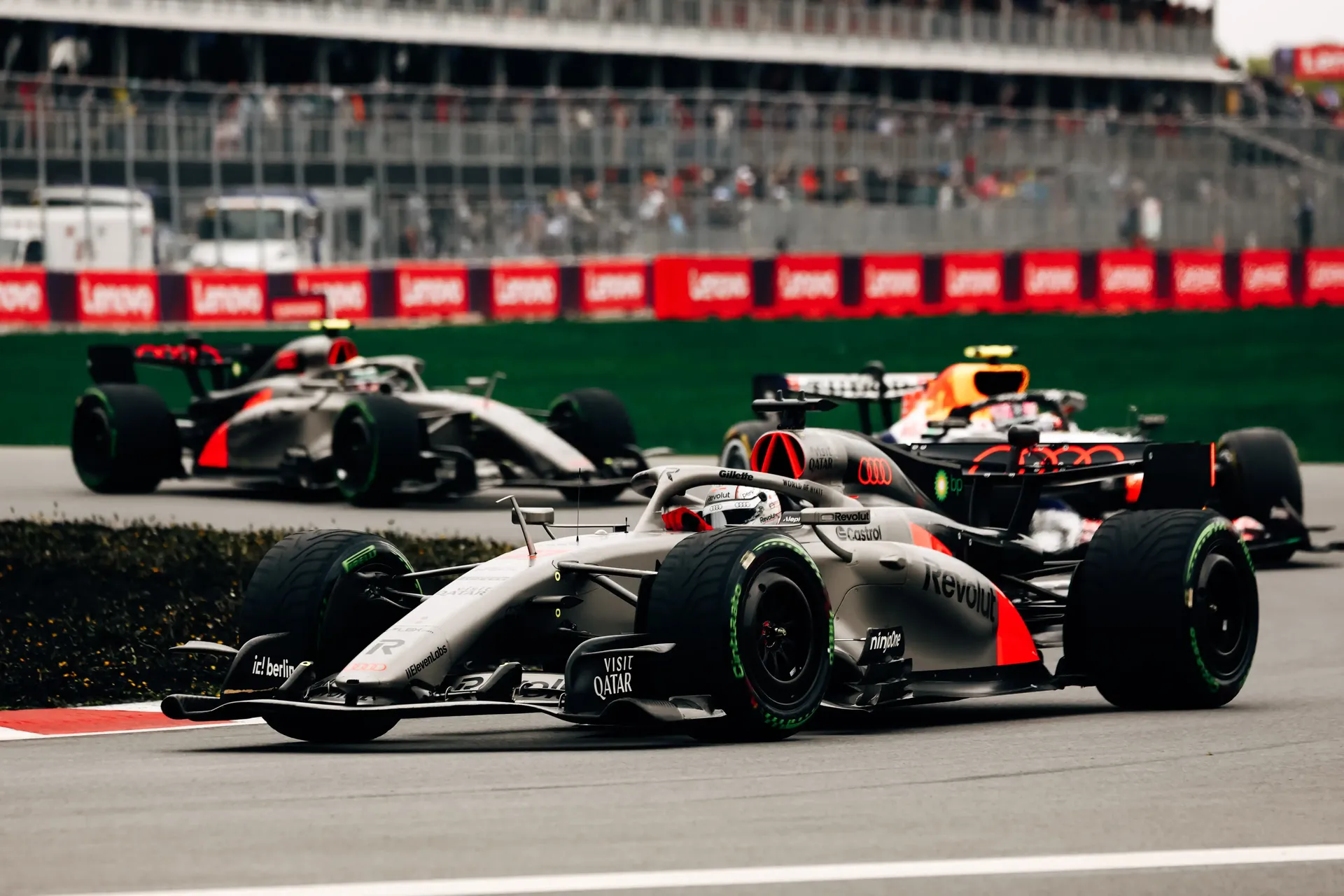 Side view of the Audi Revolut F1® Team car at the Canada Grand Prix 2026