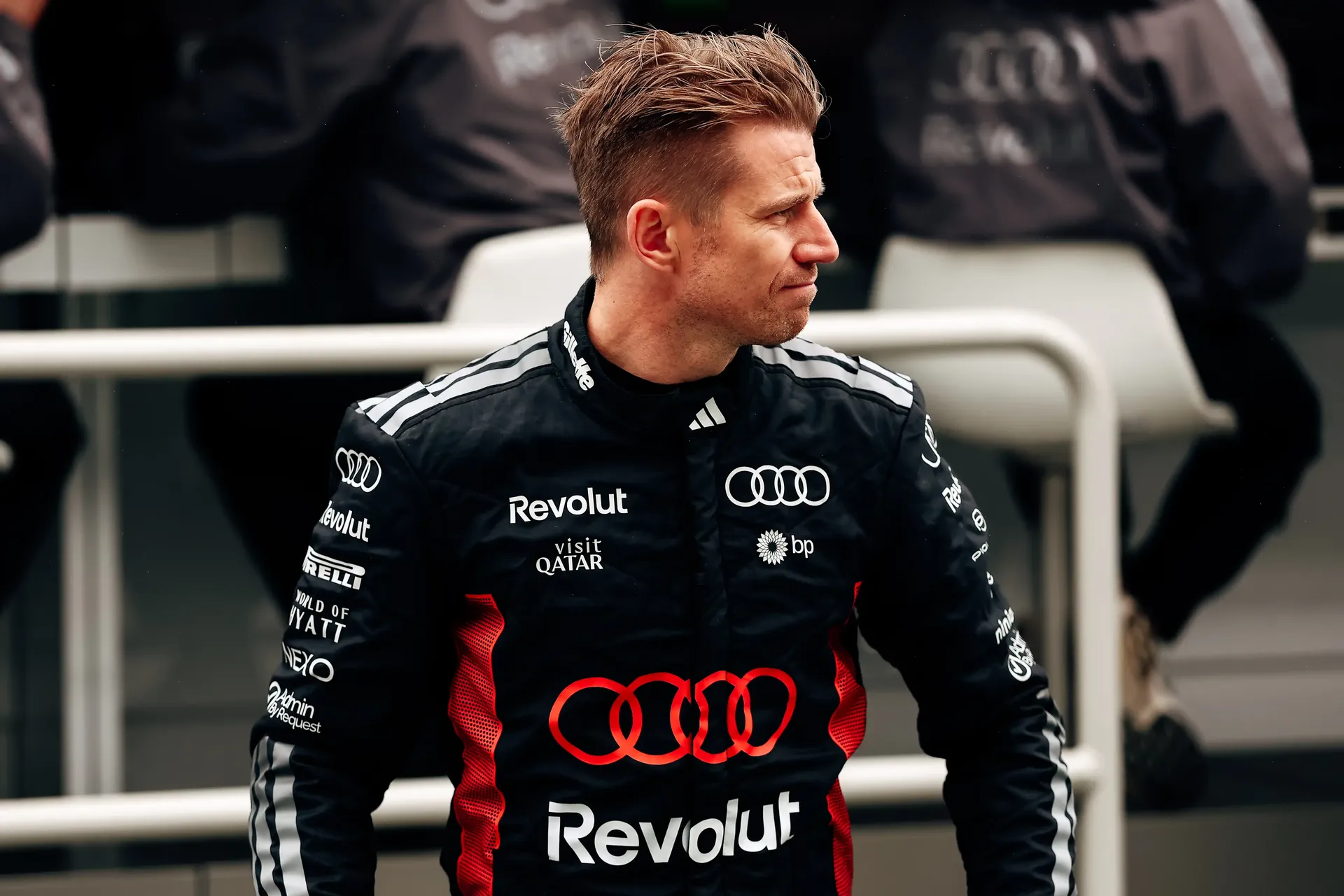 Nico Hulkenberg driver at the Audi Revolut F1® Team standing at the side lane track at the Canada Grand Prix 2026